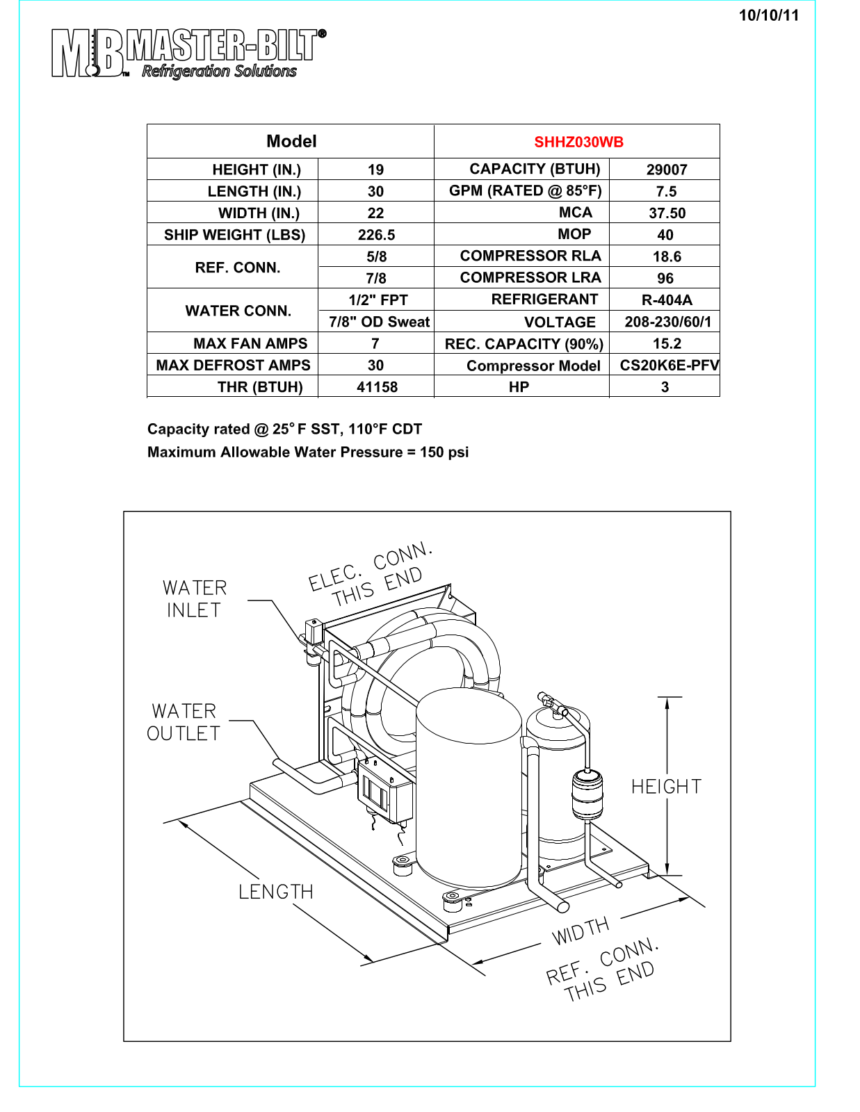 Master-Bilt SHHZ030WB User Manual