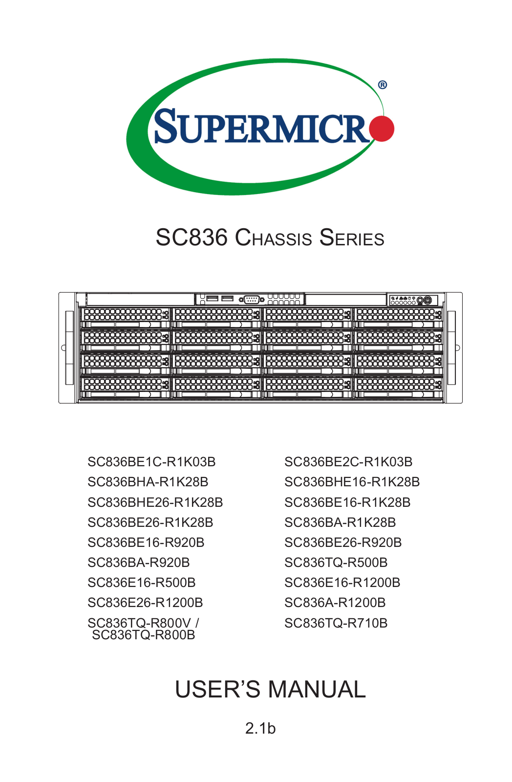 Supermicro SuperChassis 836BE1C-R1K03B operation manual