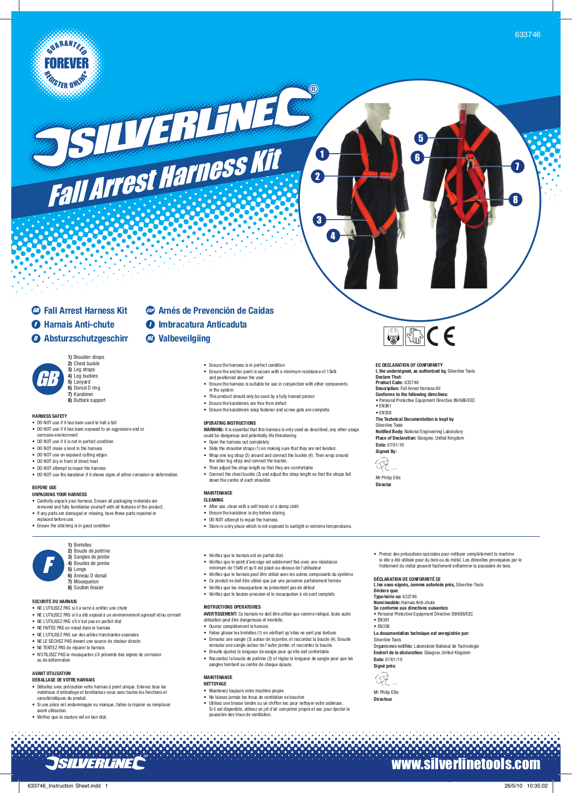 Silverline Fall Arrest Harness Kit User Manual