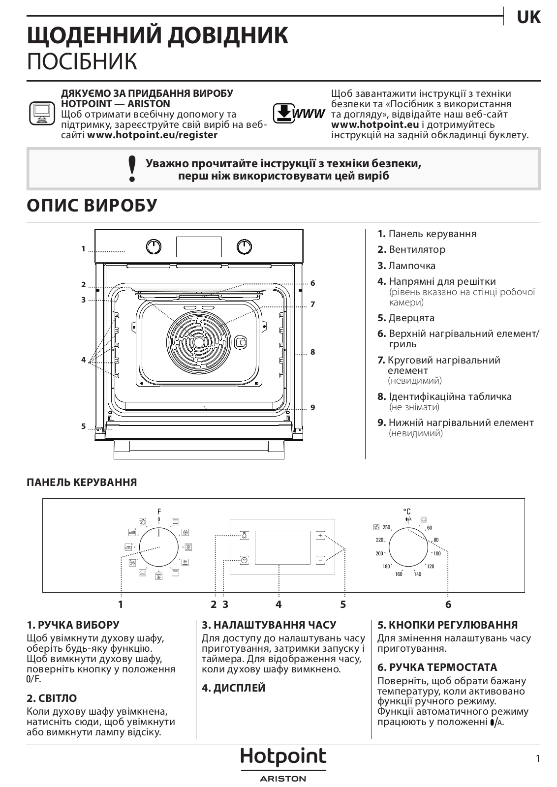 HOTPOINT/ARISTON FA2 844 H BL HA Daily Reference Guide