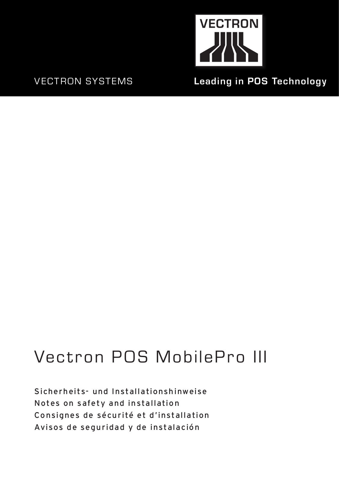 Vectron POS MobilePro III Notes On Installation And Operation