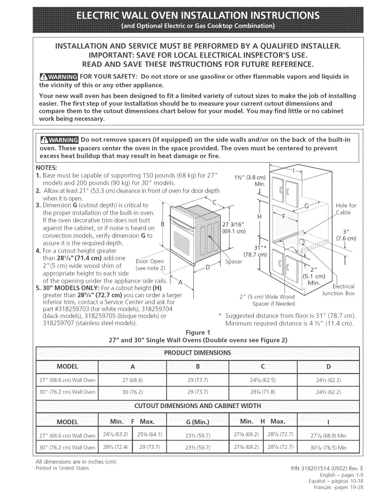 Frigidaire CFEB30S5DB2, CFEB30S5DB4, CFEB30S5DB6, CFEB30S5DB7, CFEB30S5DB8 Installation Guide - ManualMachine.com