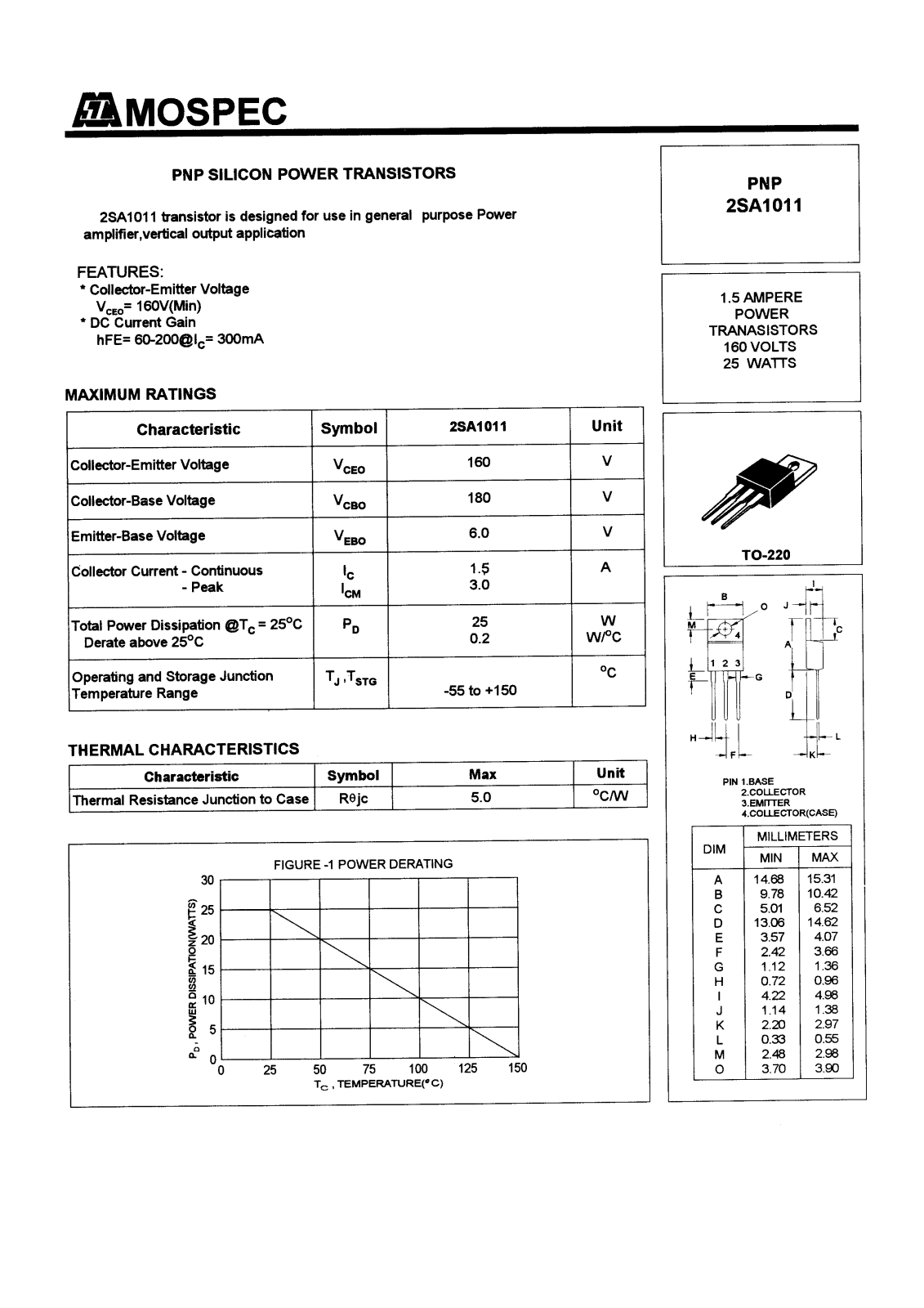 MOSPEC 2SA1011 Datasheet