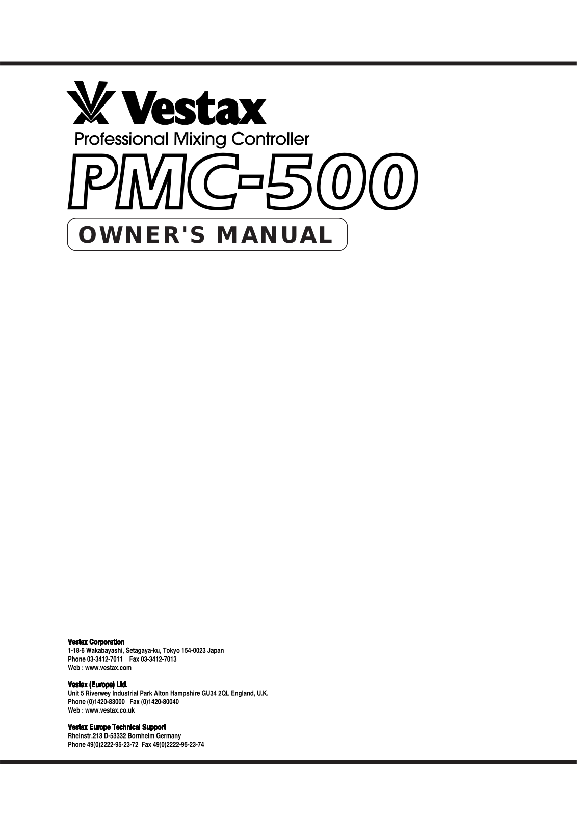 Vestax PMC 500 User Manual