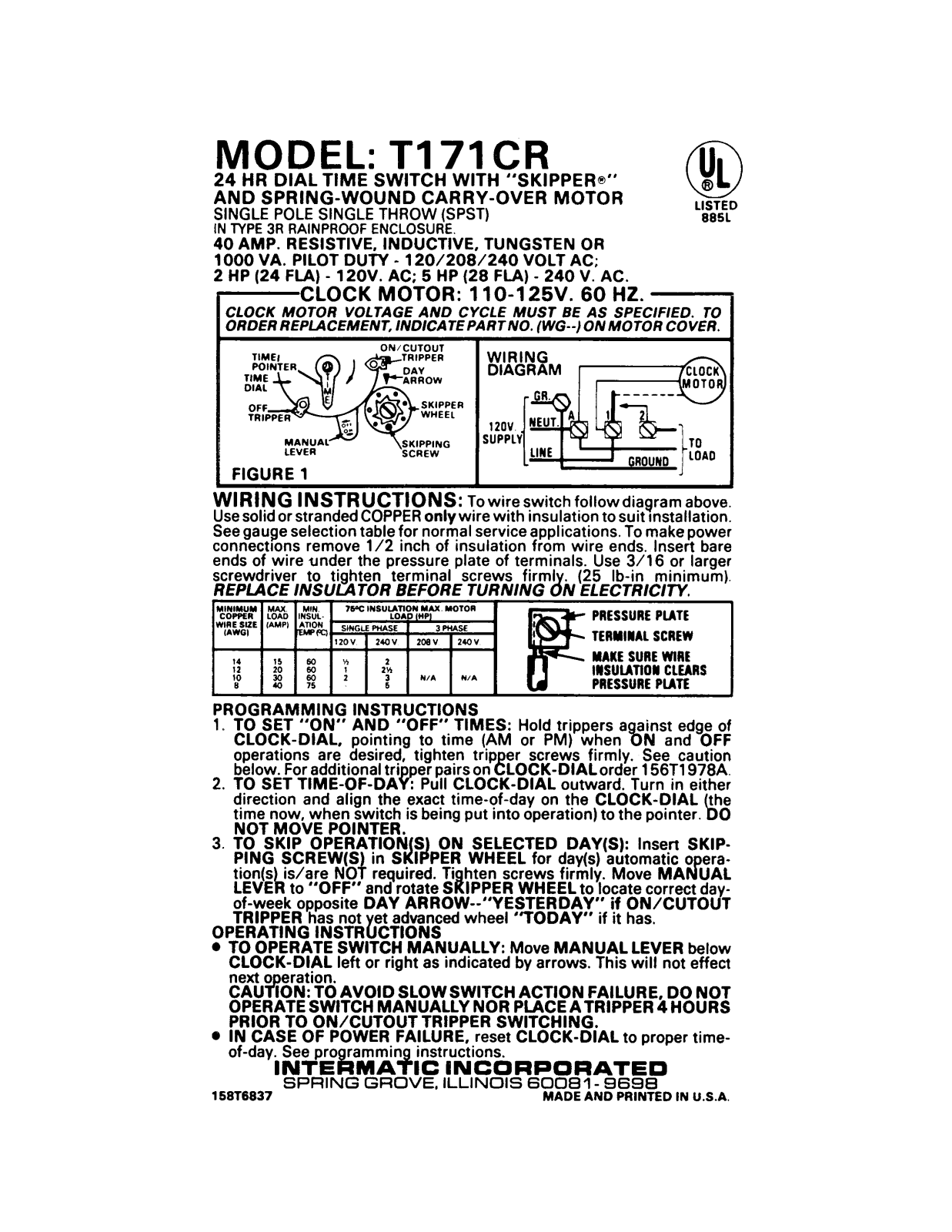 Intermatic T171CR User Manual