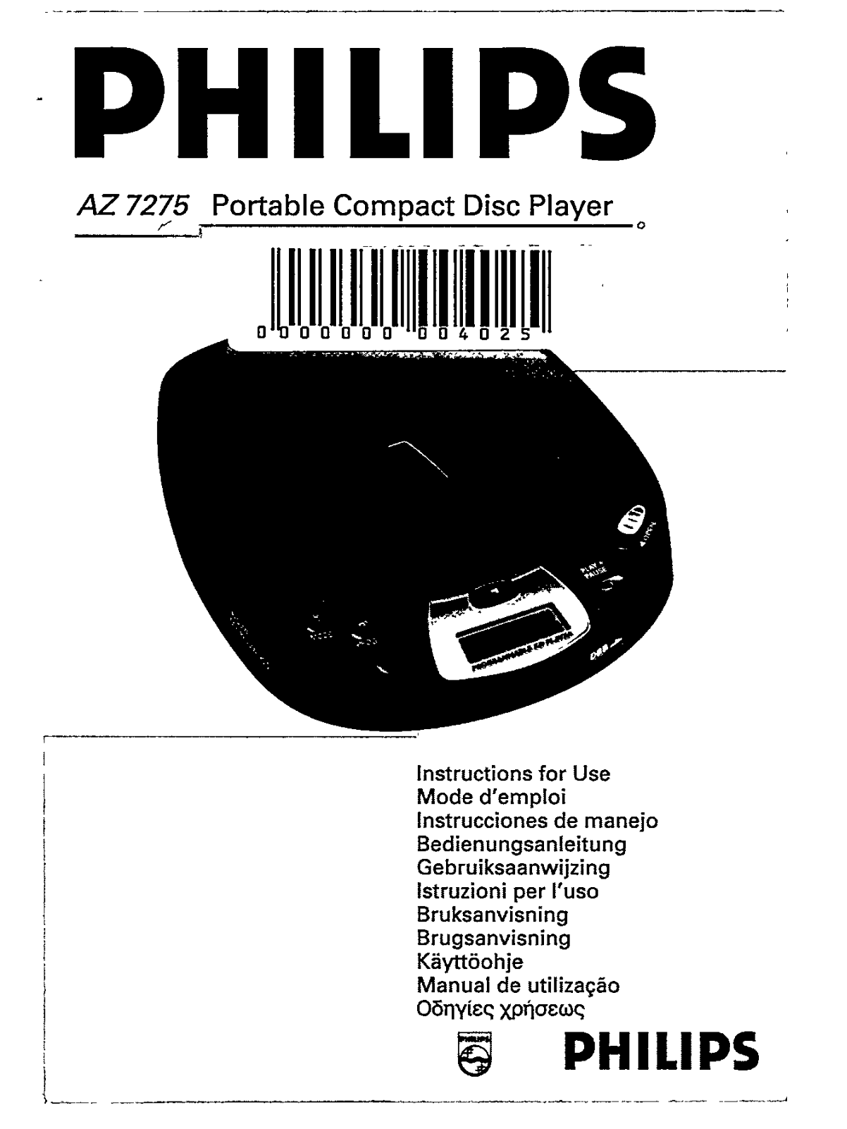 Philips AZ7275/17, AZ7275/00, AZ7275/05 User Manual