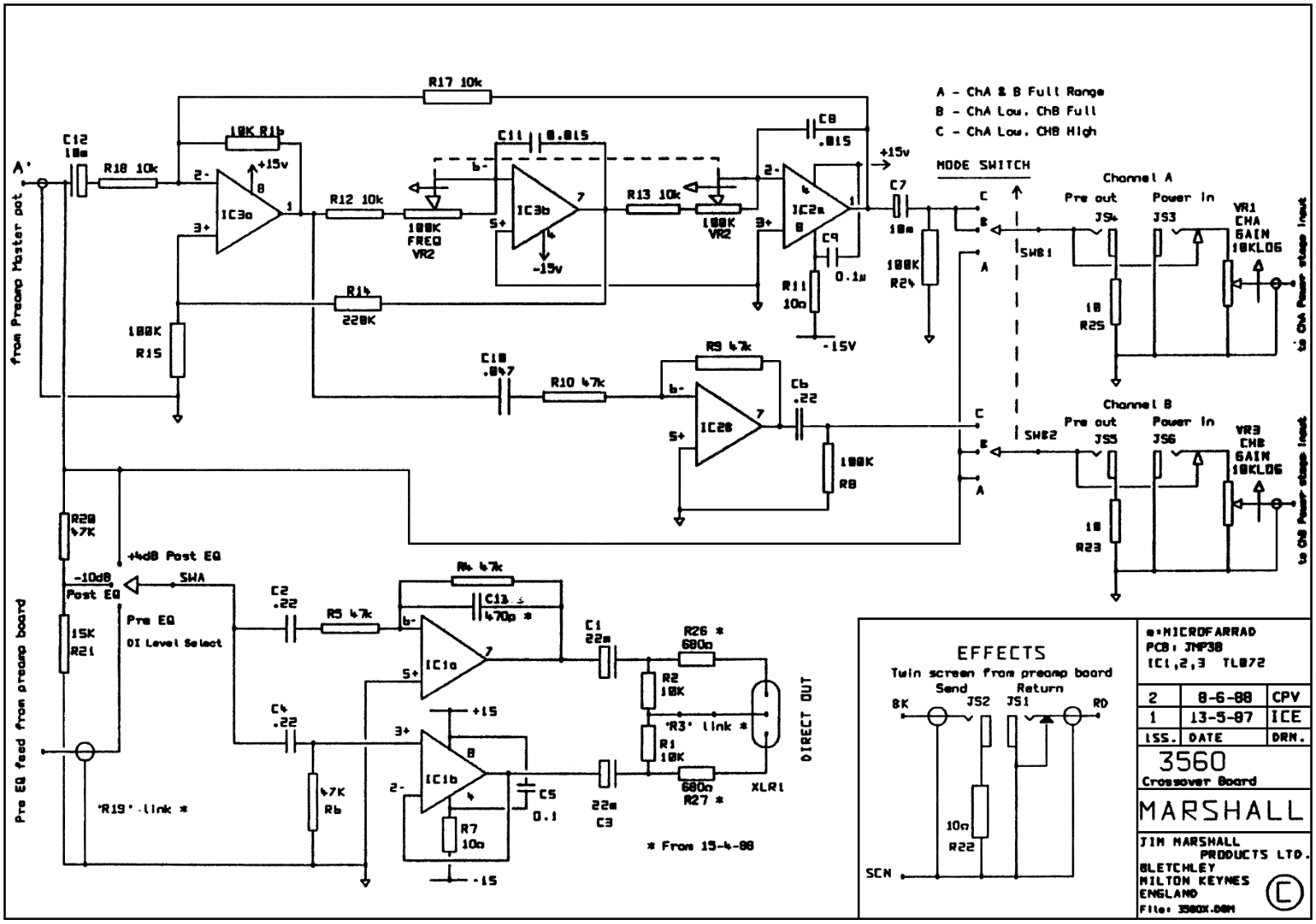 Marshall 3560-Crossover Schematic