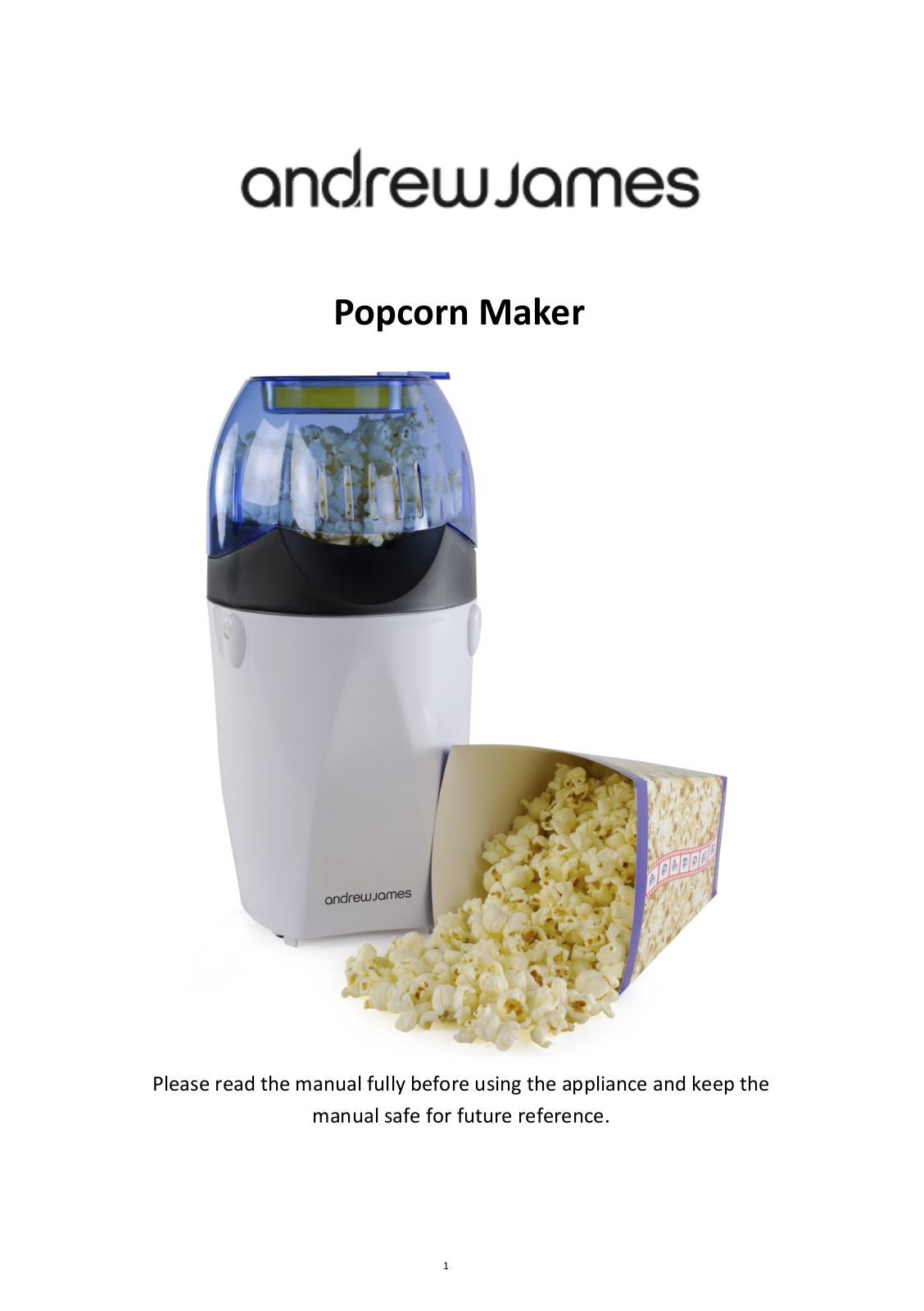 Andrew James Popcorn Maker User Manual