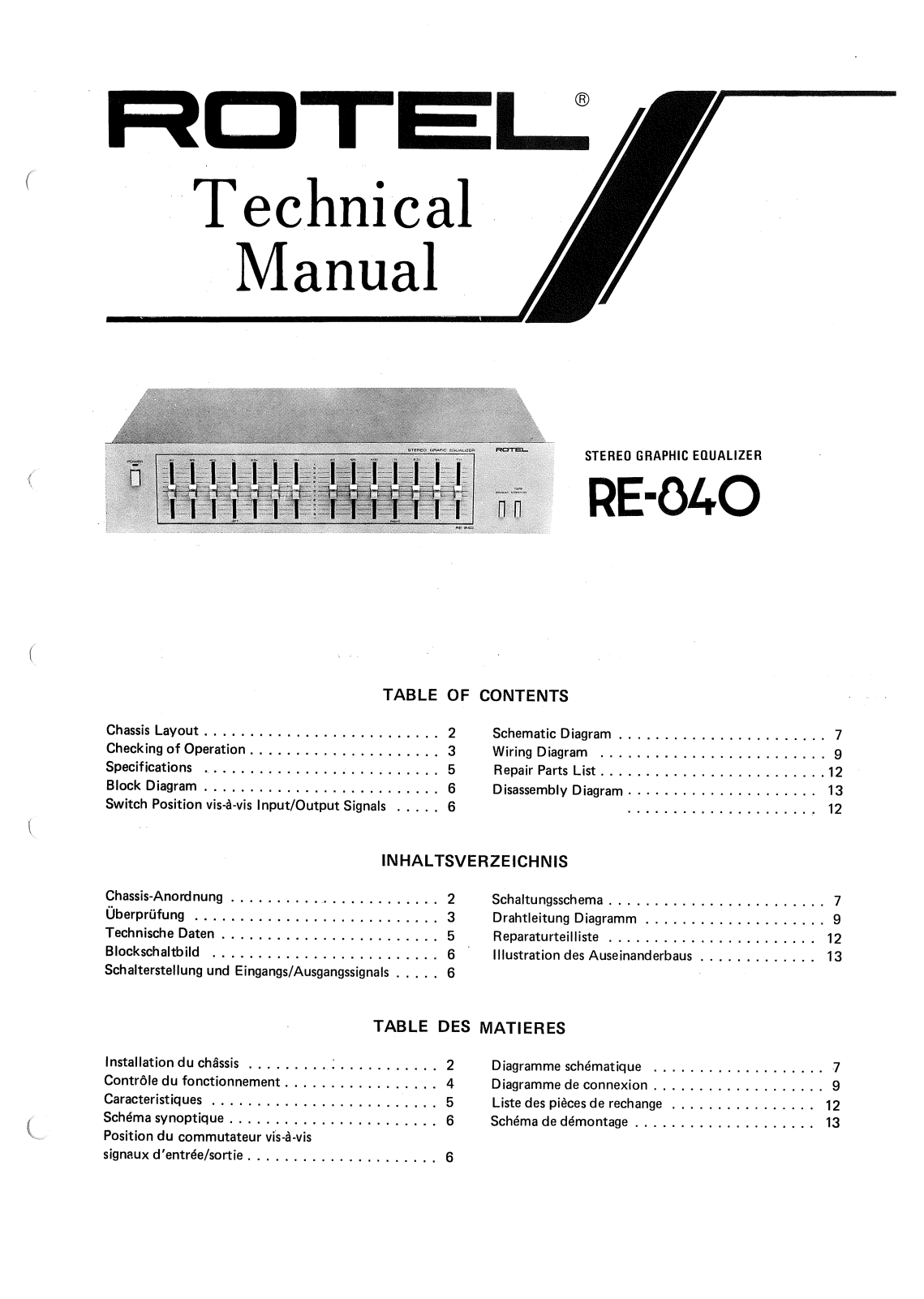 Rotel RE-840 Service manual