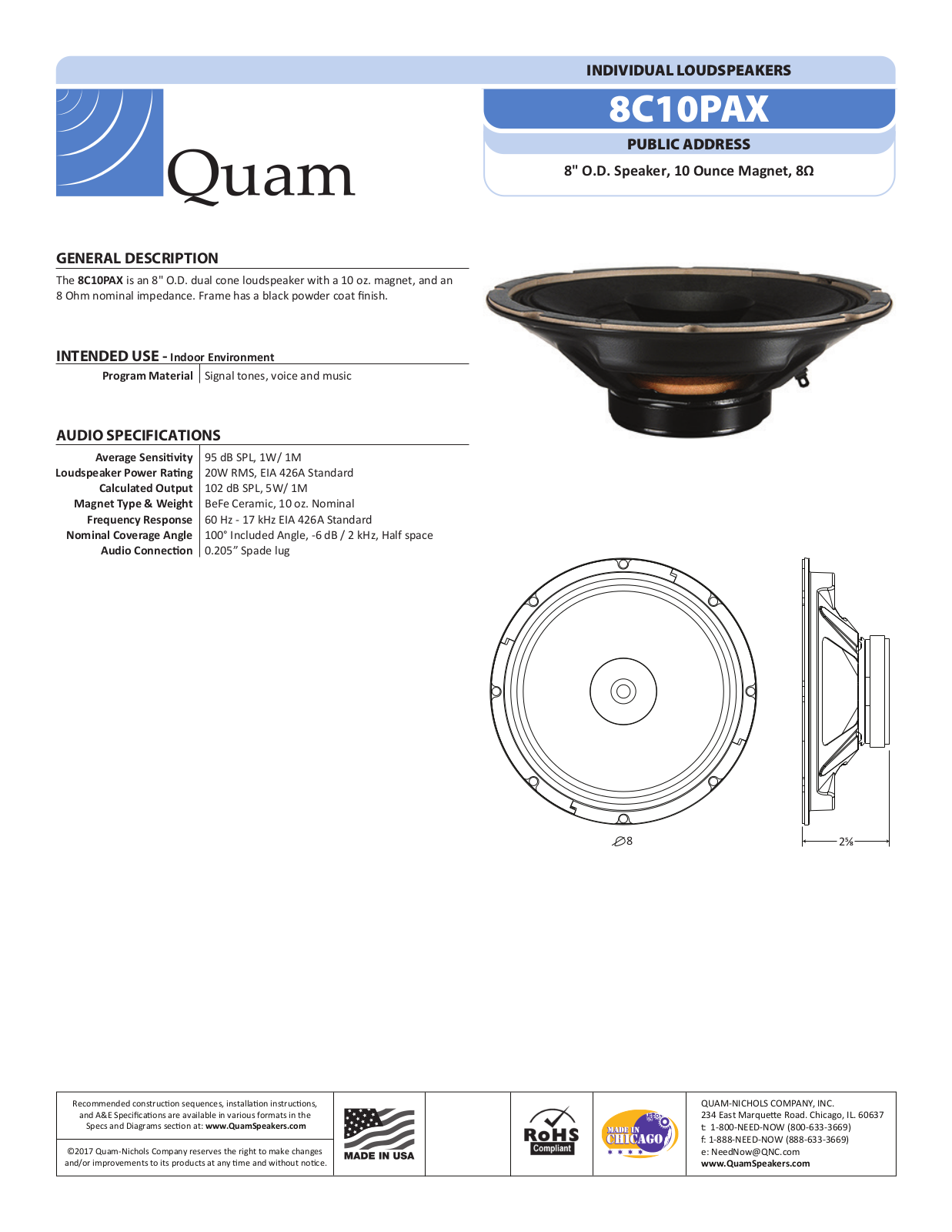 Quam 8C10PAXB Specifications