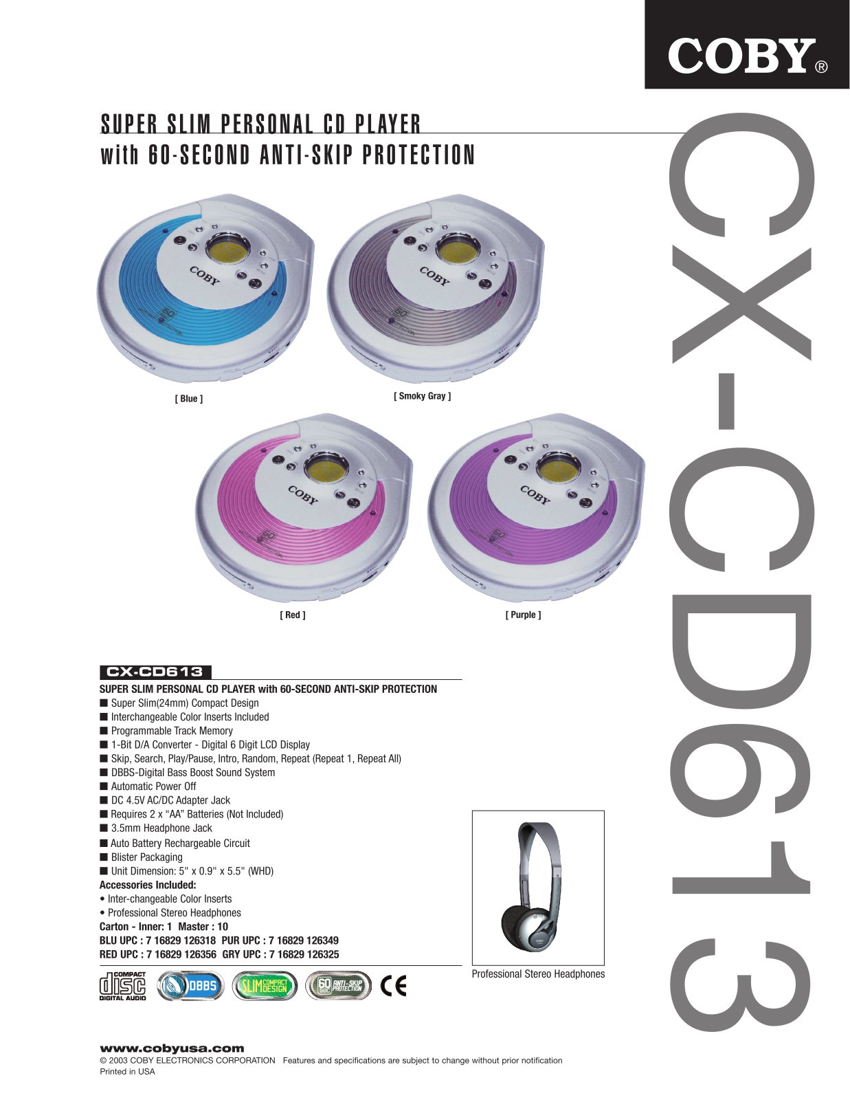 COBY electronic CX-CD613 User Manual