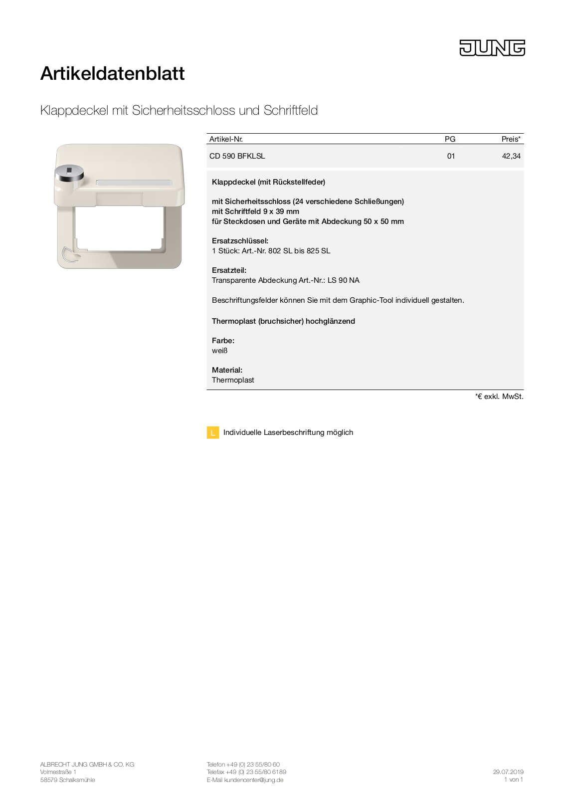 Jung CD 590 BFKLSL User Manual