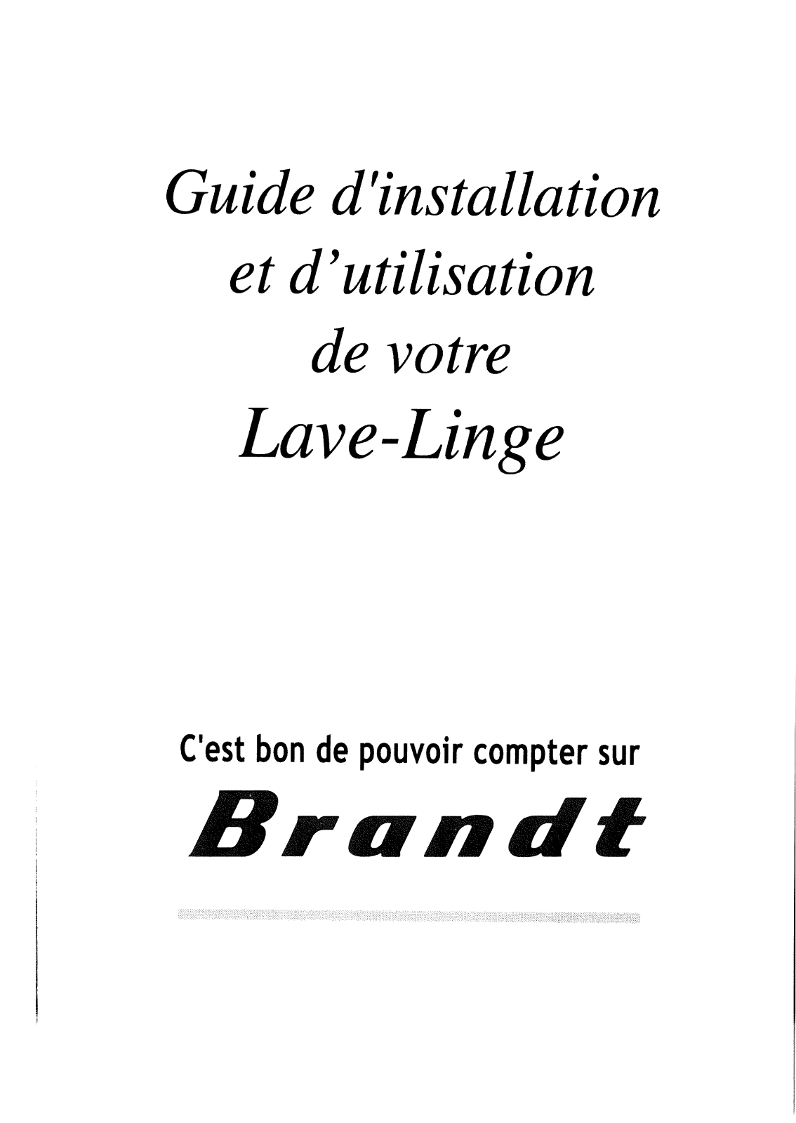 BRANDT LA9000T, LA1100, LA100, 901CA User Manual