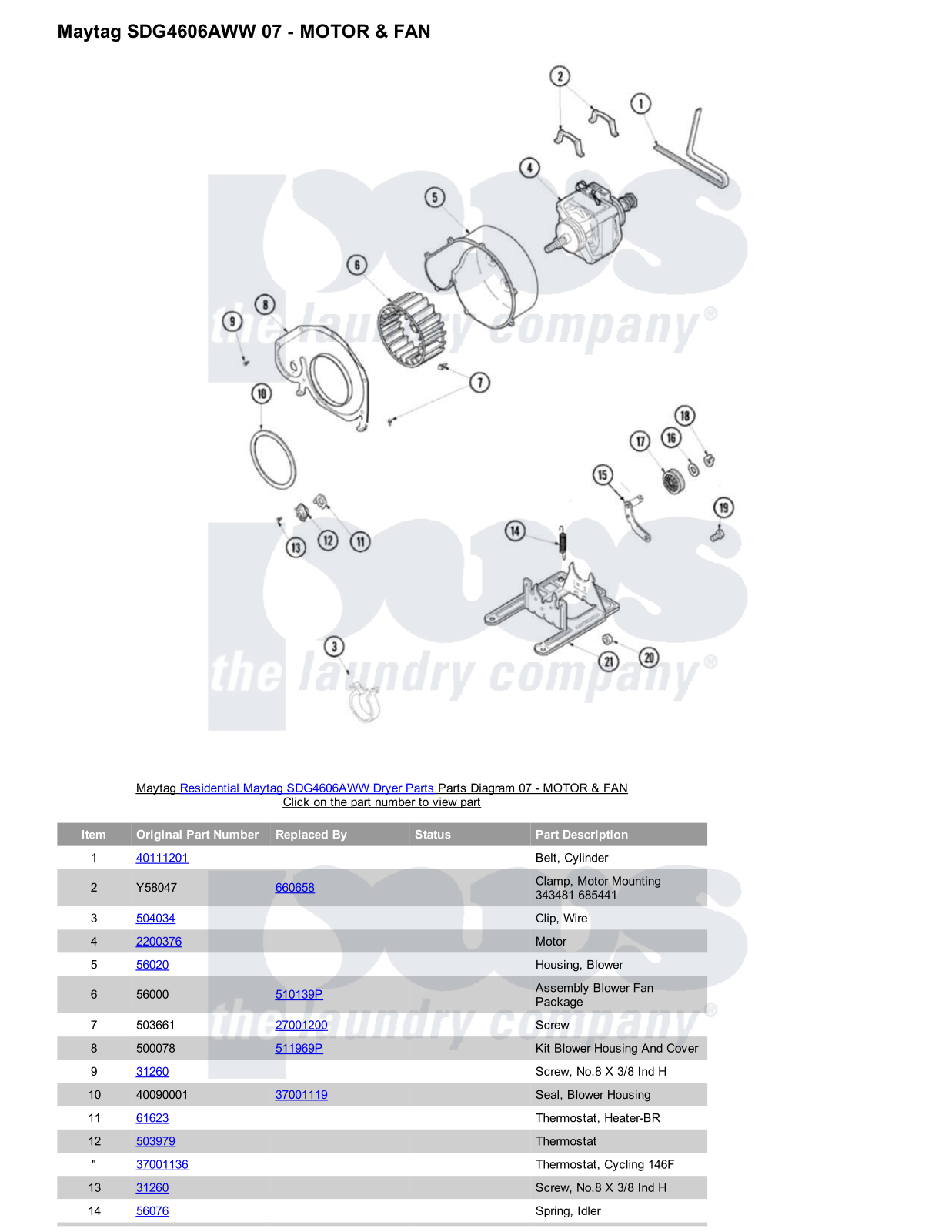 Maytag SDG4606AWW Parts Diagram