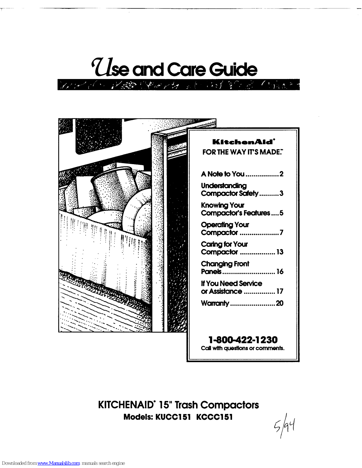 KitchenAid KCCC151B Use And Care Manual