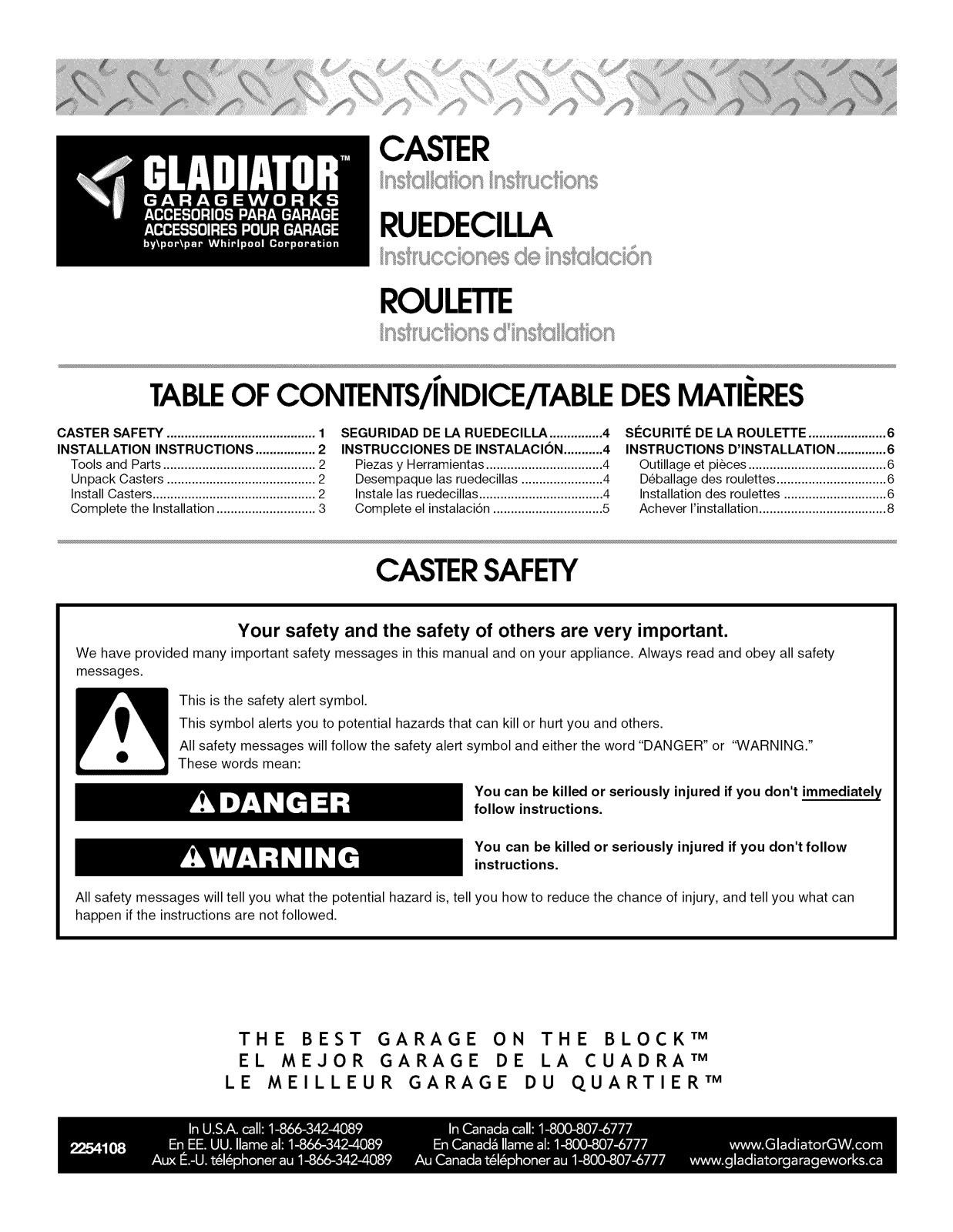 Gladiator GARF19XXPK00, GARF19XXPK01, GARF19XXPK02 Installation Guide - ManualMachine.com
