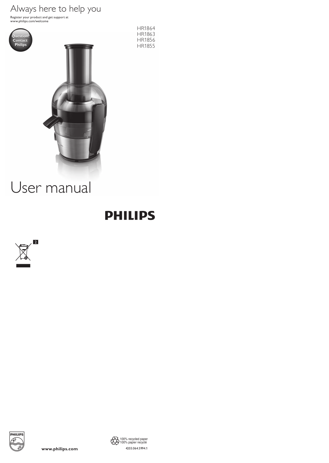 Philips HR1863 User Manual