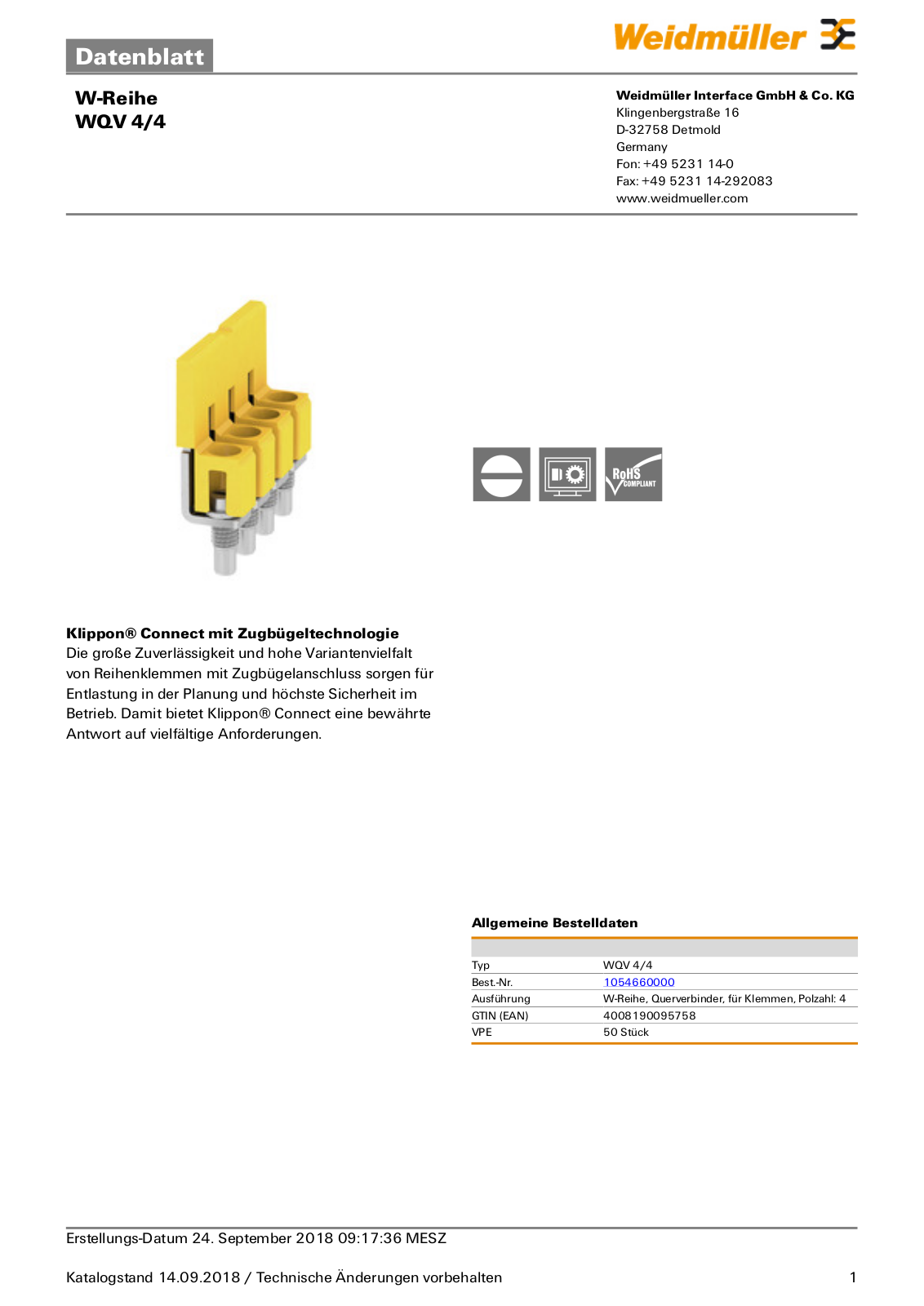 WEIDMÜLLER WQV 4 4 Datasheet - ManualMachine.com