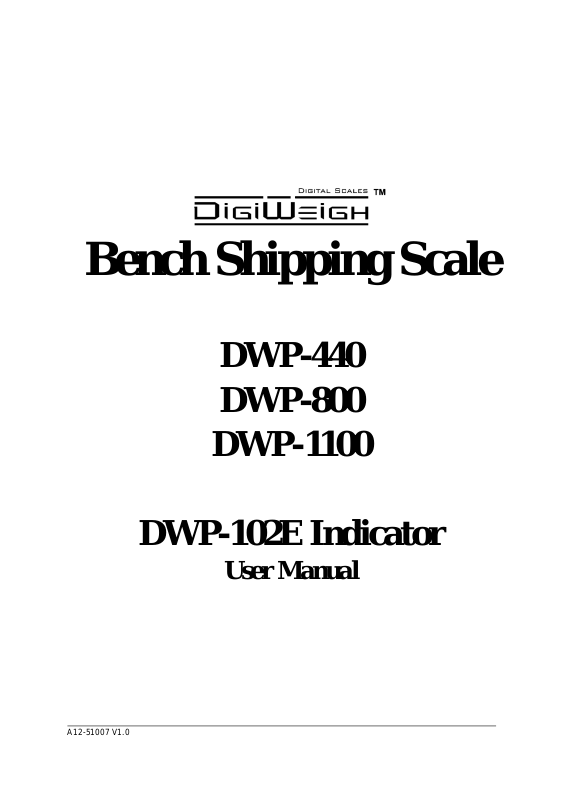 DIGIWEIGH DWP800, DWP102E User Manual