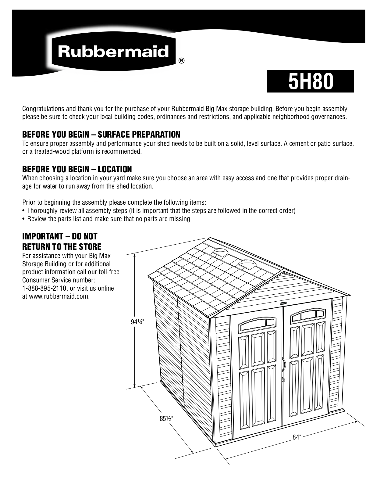 Rubbermaid 5H80 User Manual