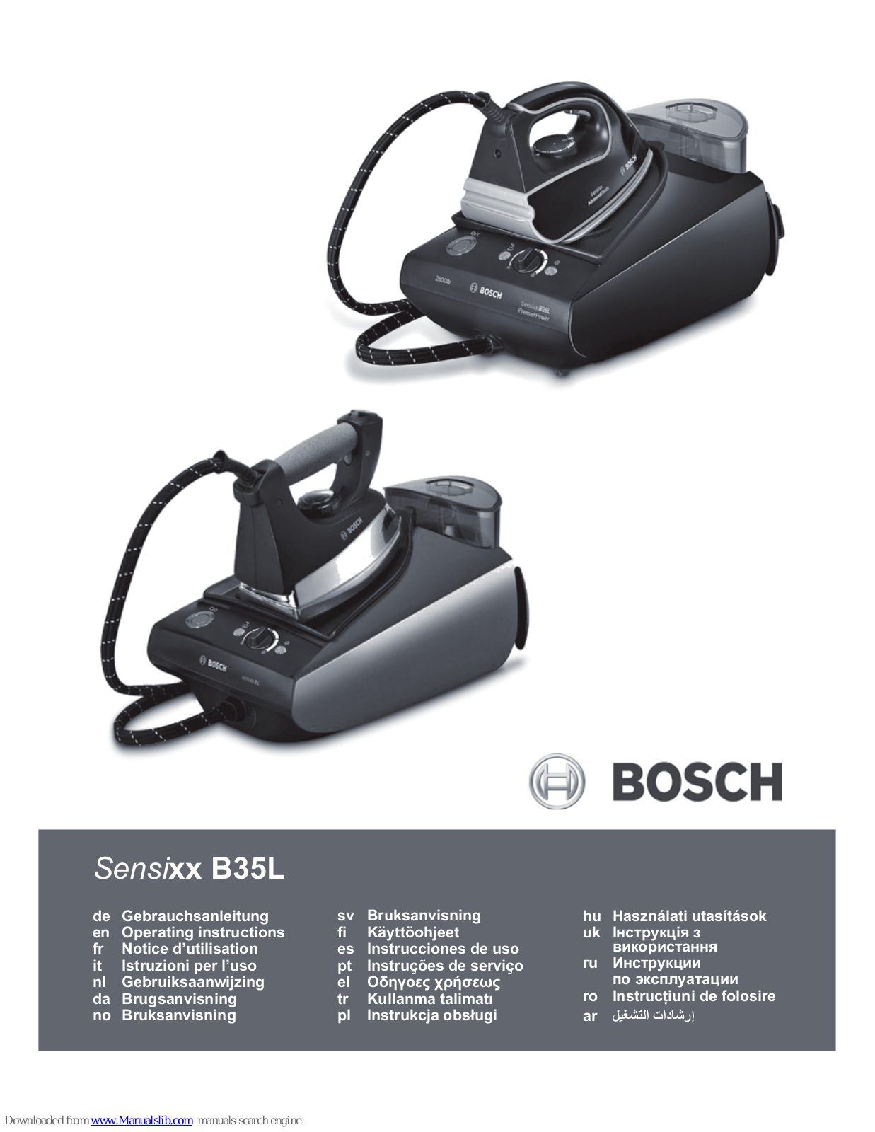 Bosch Sensixx B35L, Sensixx DS37 Operating Instructions Manual