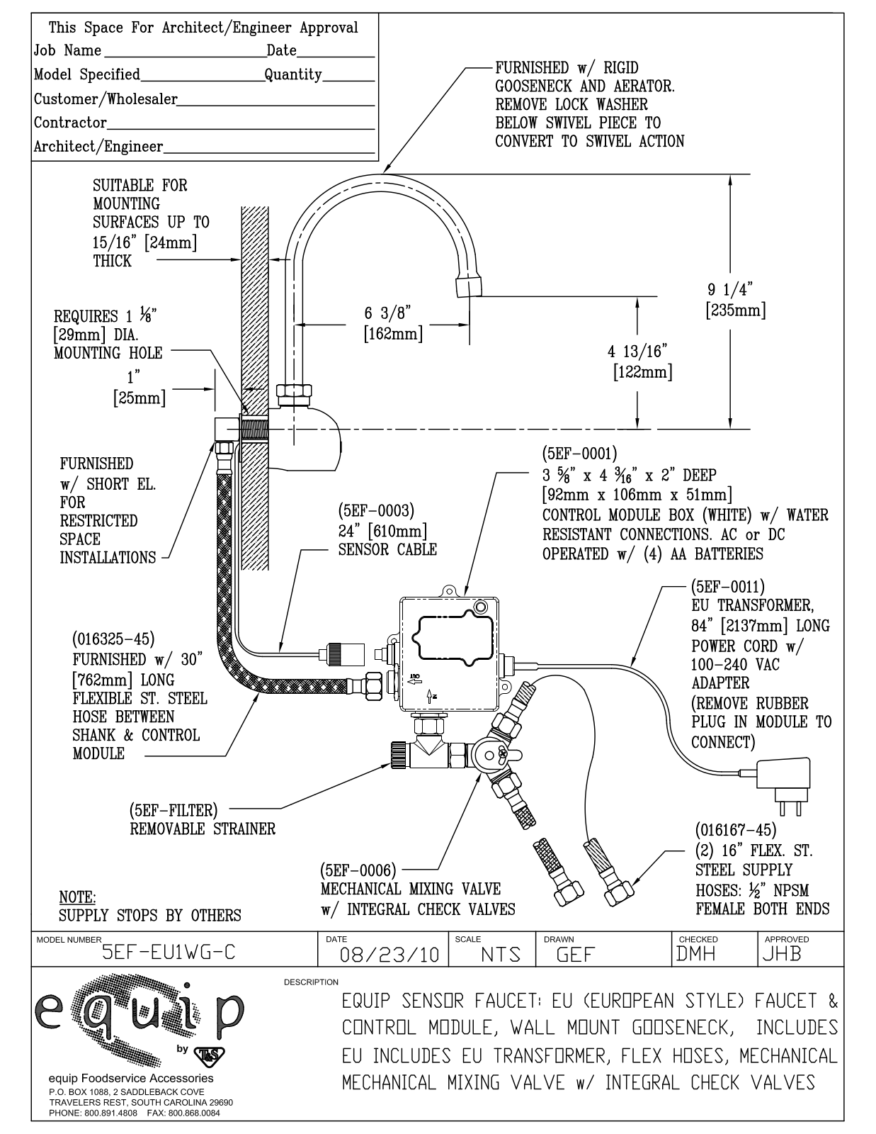 T&S Brass EF-EU1WG-C User Manual