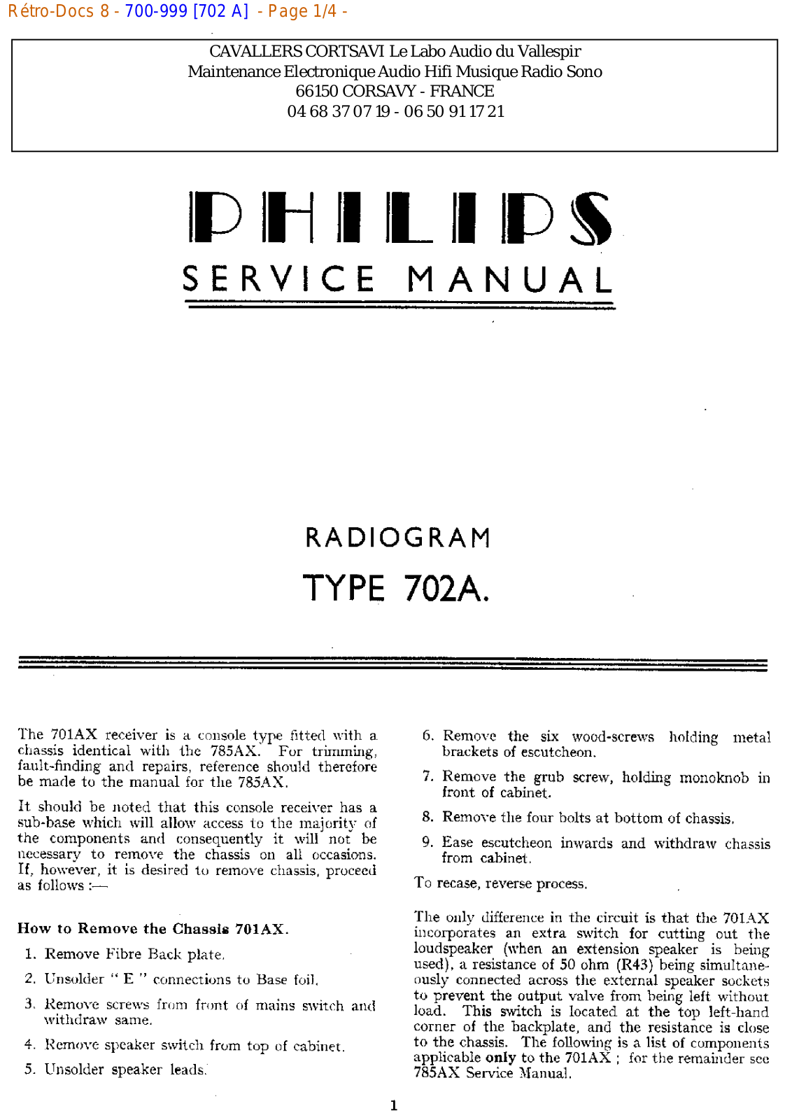 Philips 702 a Datasheet - ManualMachine.com