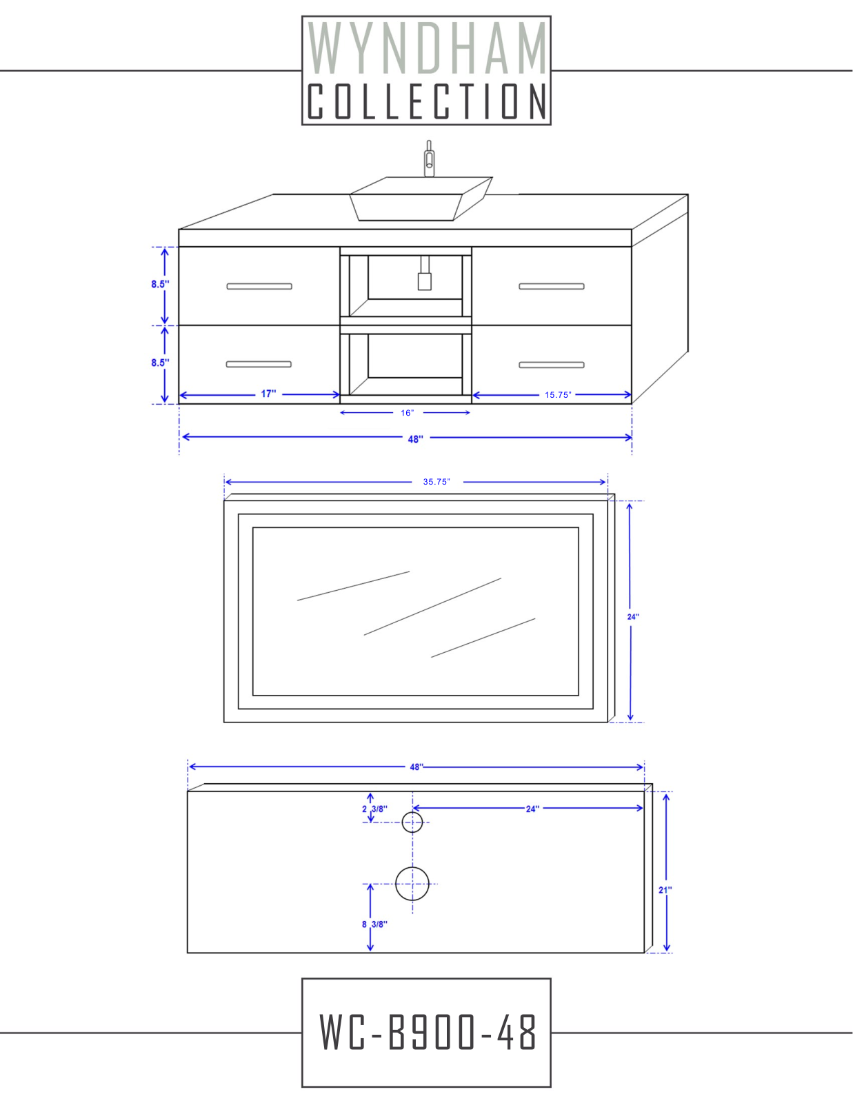 Wyndham Collection WCSB90048ESWHD28WH Specifications