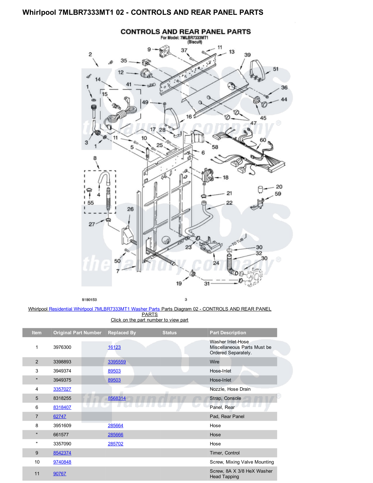 Whirlpool 7MLBR7333MT1 Parts Diagram