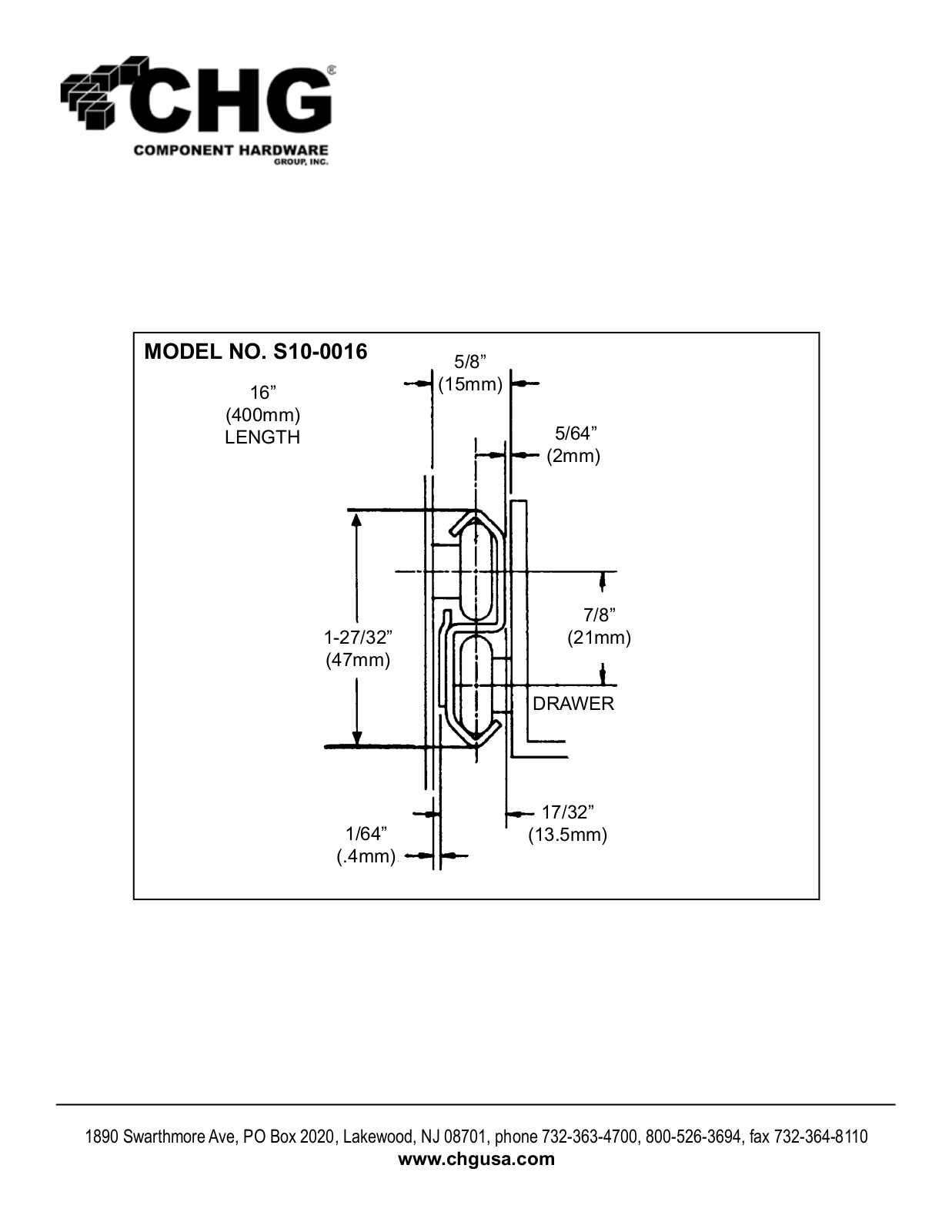 Component Hardware S10-0016 User Manual