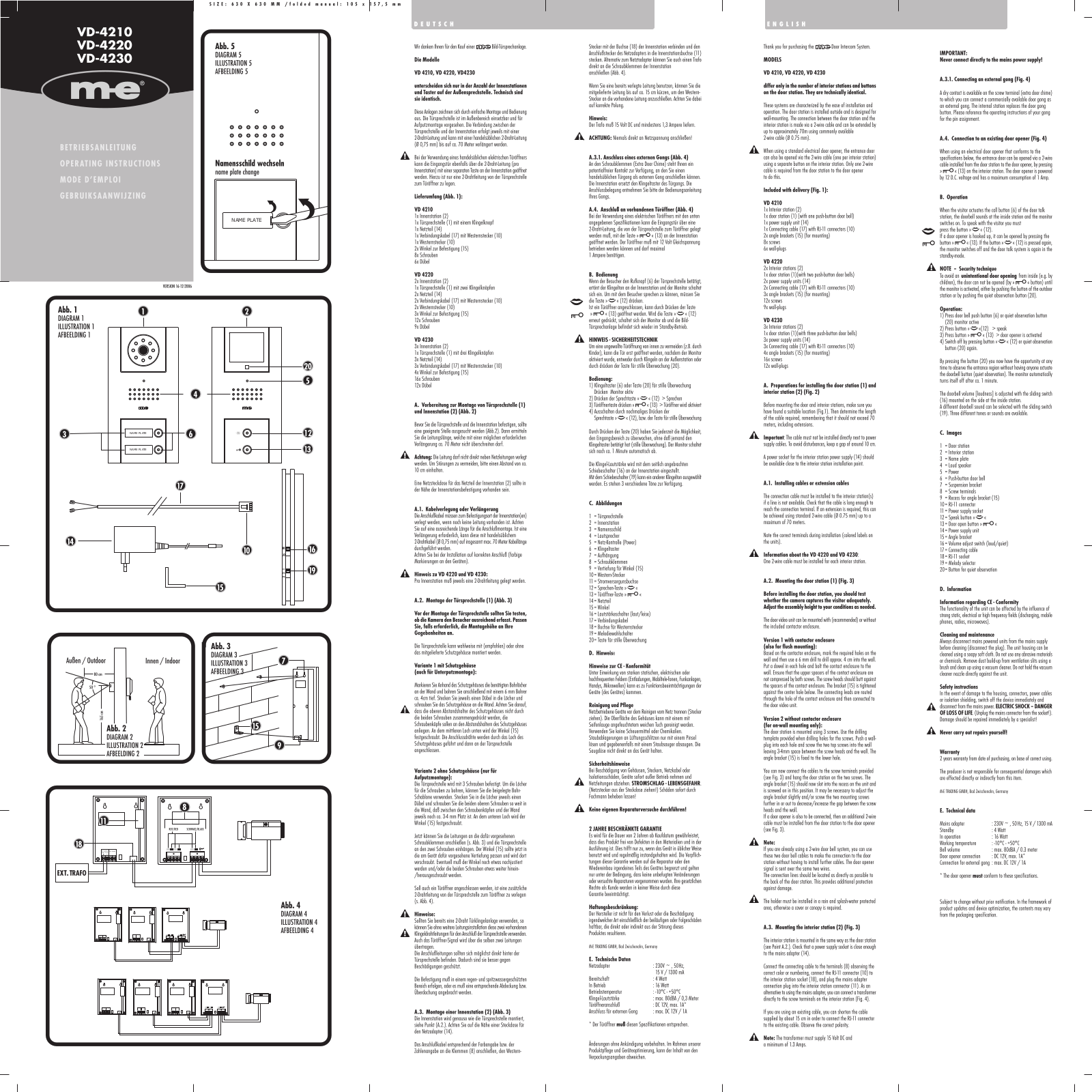 ME VD-4210, VD-4220, VD-4230 User Manual