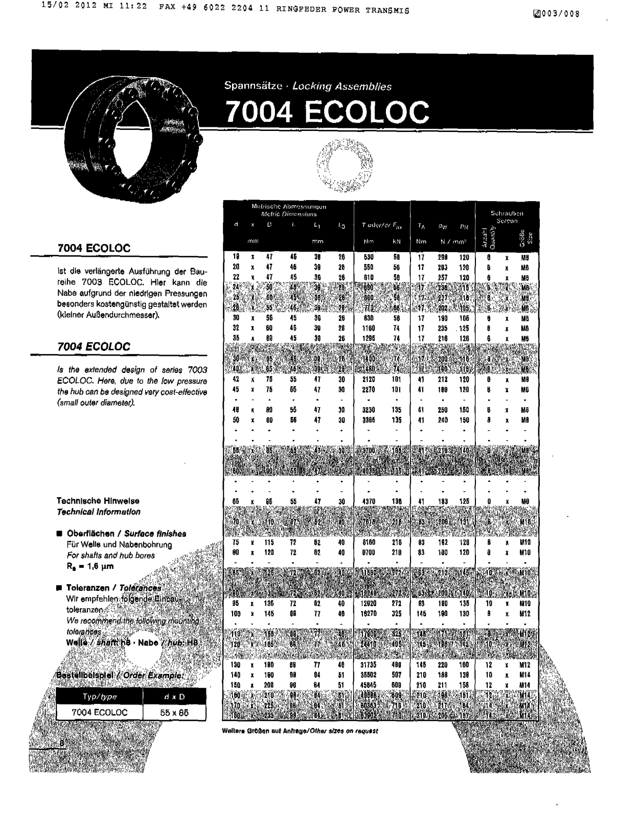Datasheet 7004 ECOLOC Datasheet (Ringfeder) - ManualMachine.com