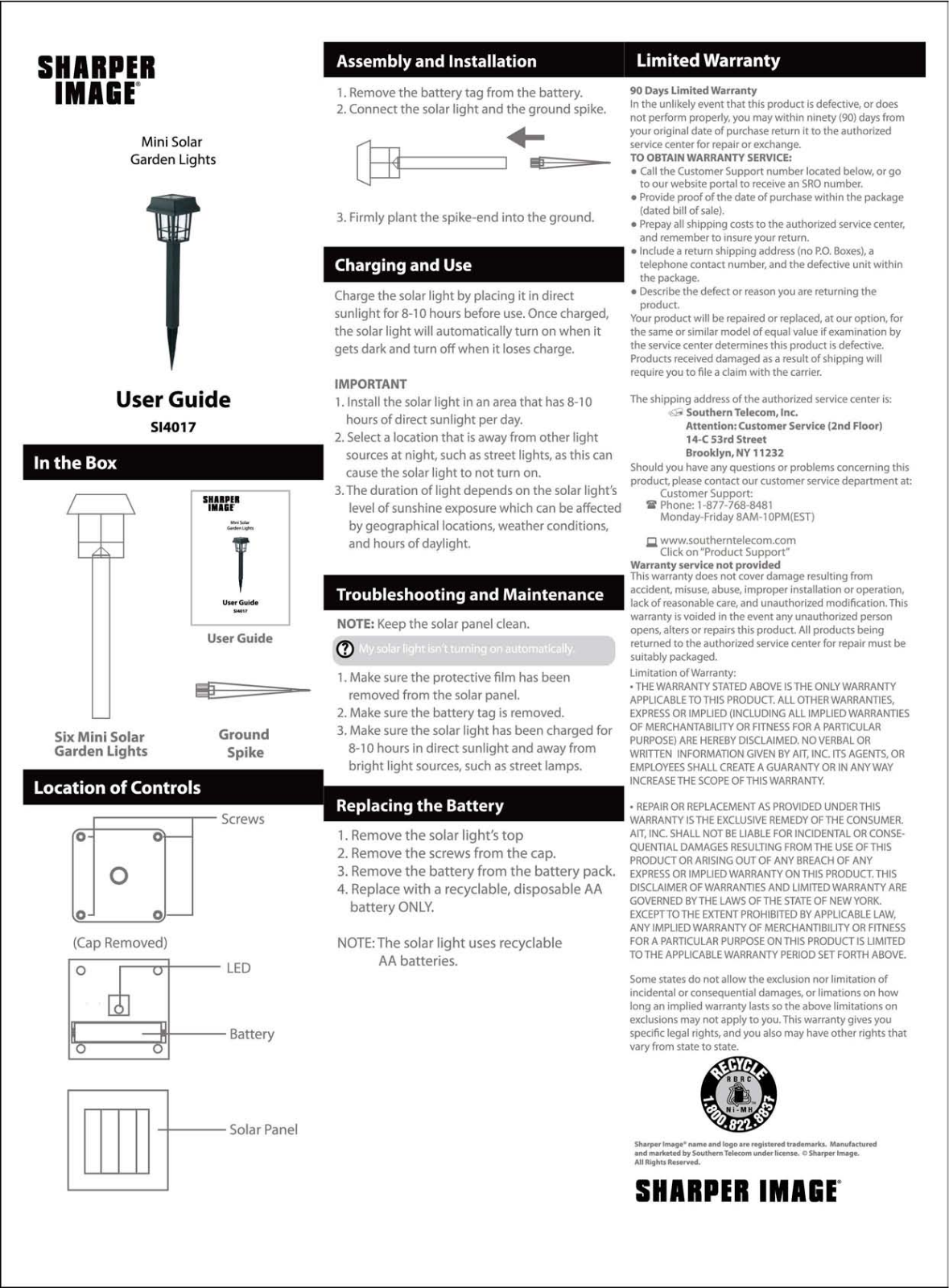 Sharper image SI4017 User Manual