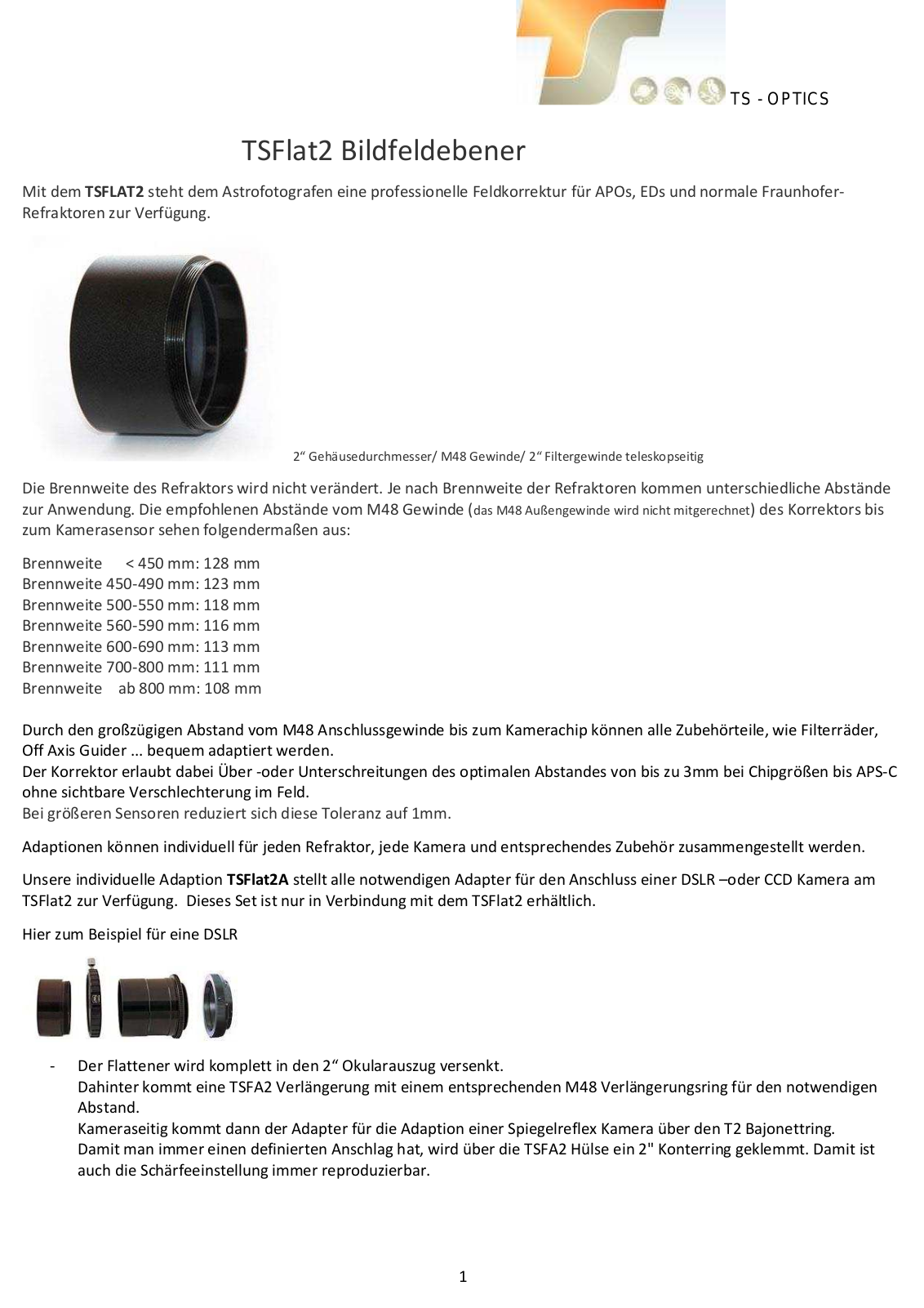 TS Optics TSFlat2 Instruction Manual - ManualMachine.com
