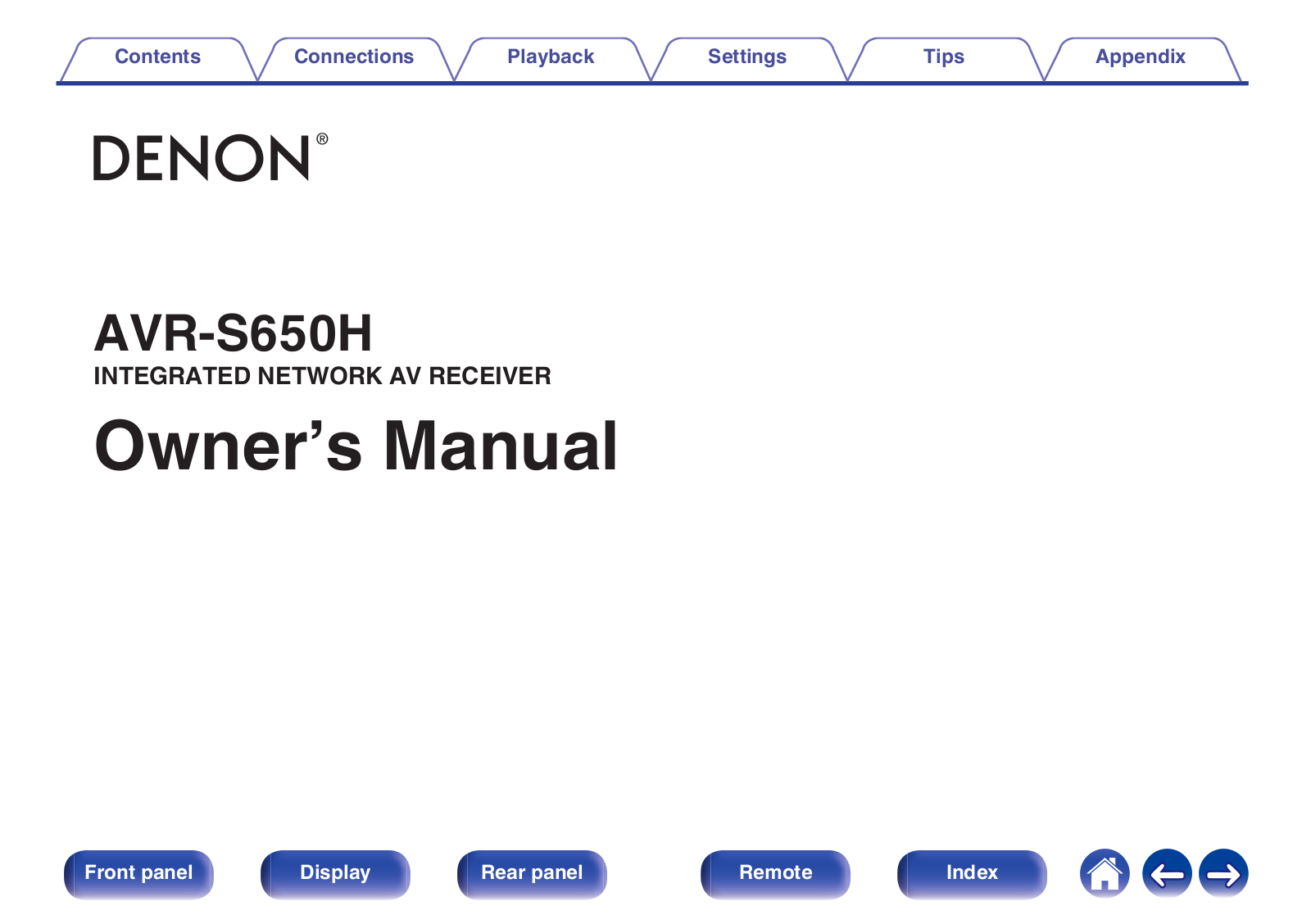 Denon AVR-S650H Owner's Manual