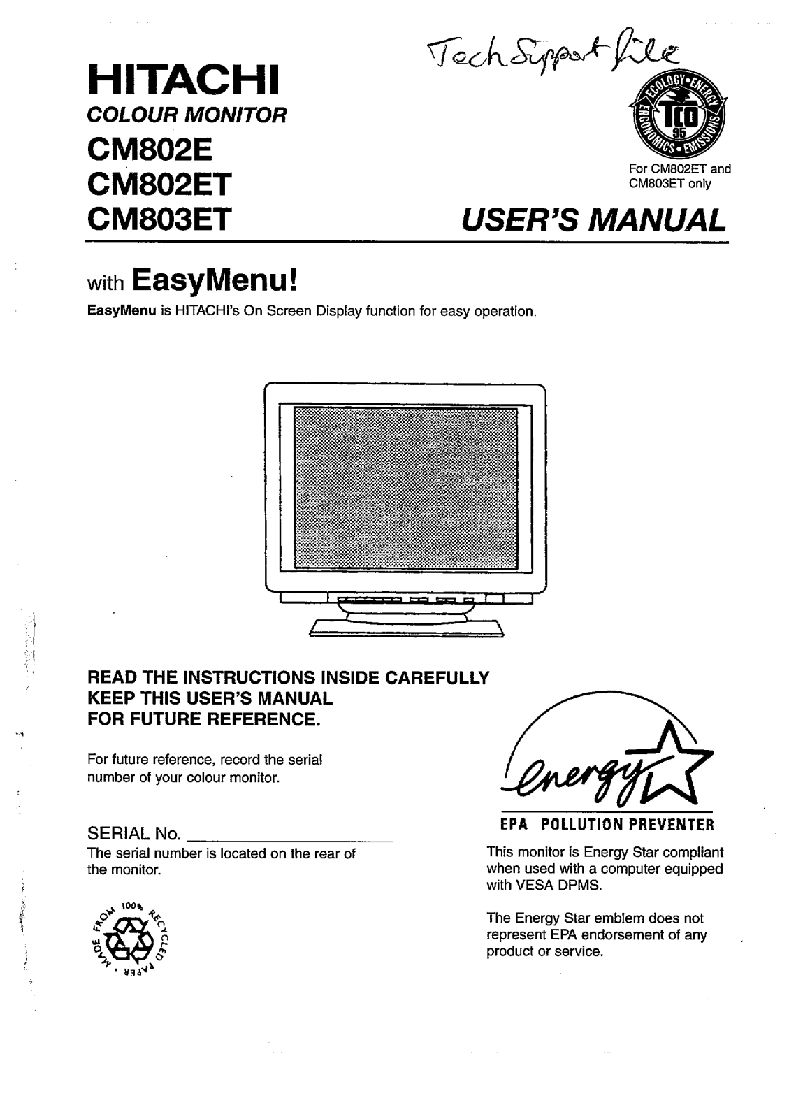 HITACHI CM802E, CM802ET, CM803ET User Manual - ManualMachine.com