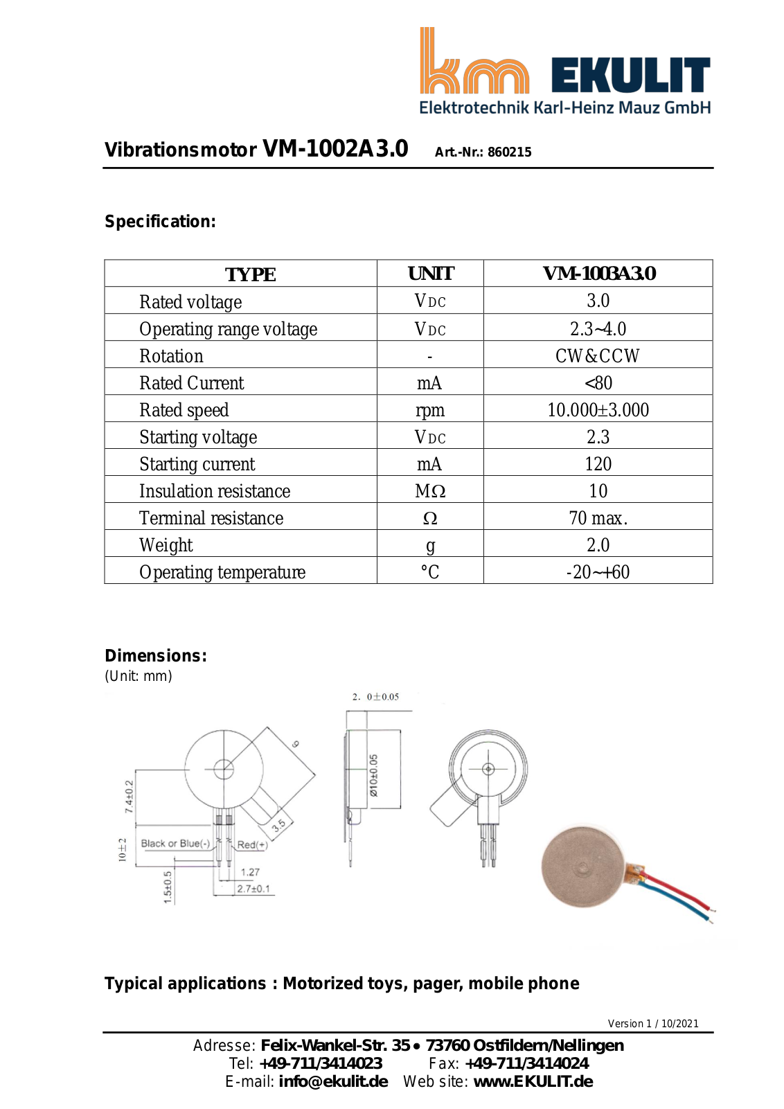 EKULIT EKU VM1002A3.0 Datasheet - ManualMachine.com