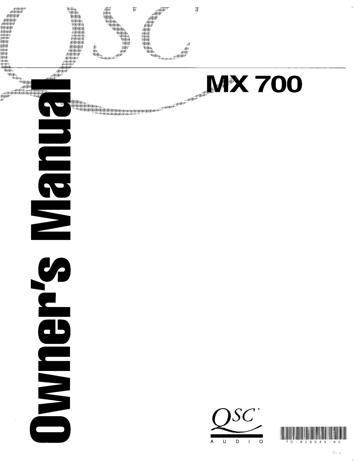 QSC MX 700 Owner's Manual