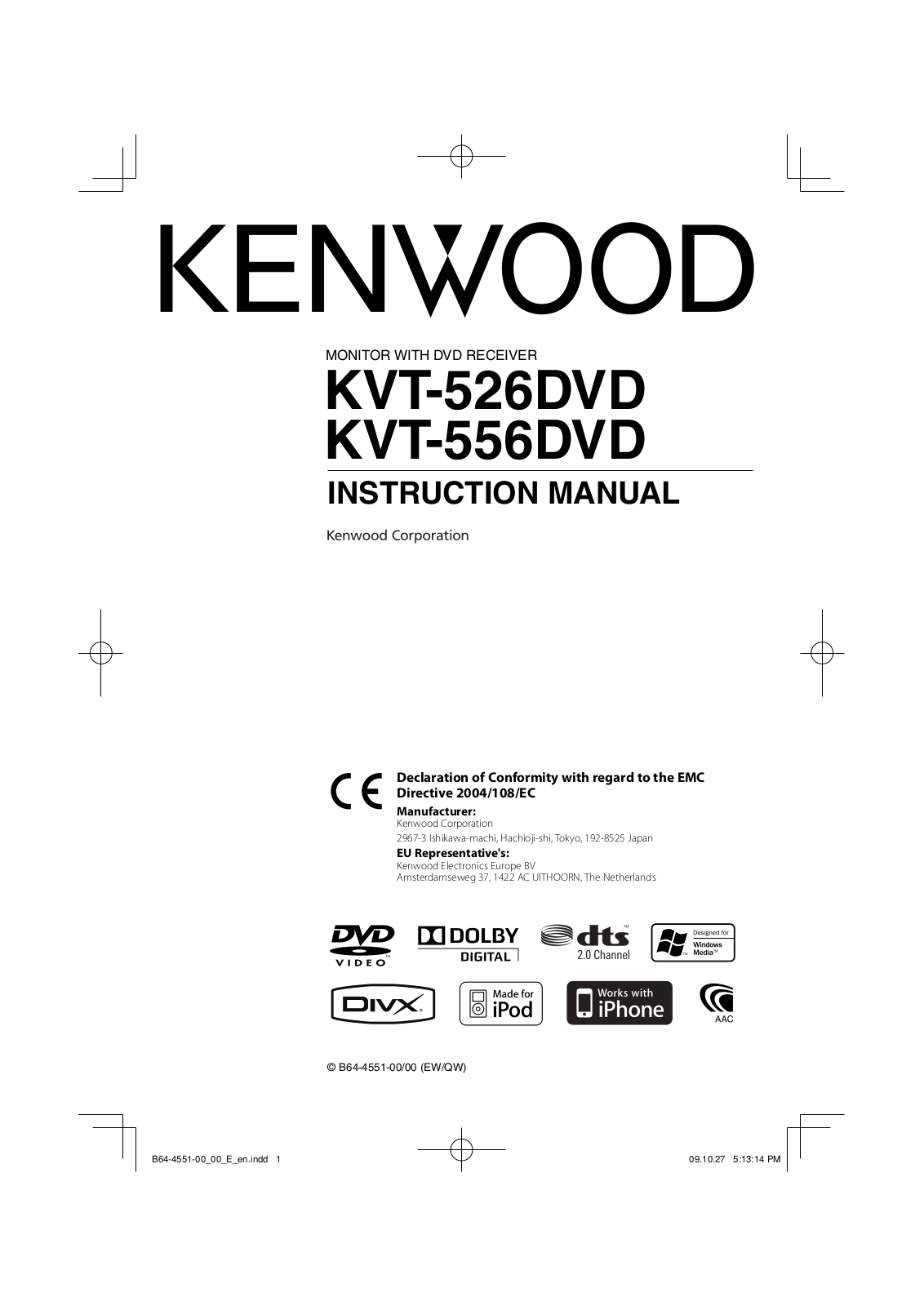 Kenwood KVT-556DVD, KVT-526DVD User Manual