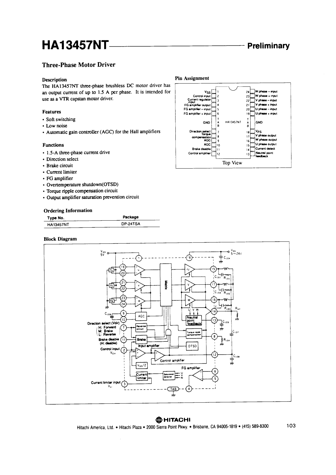 HIT HA13457NT Datasheet