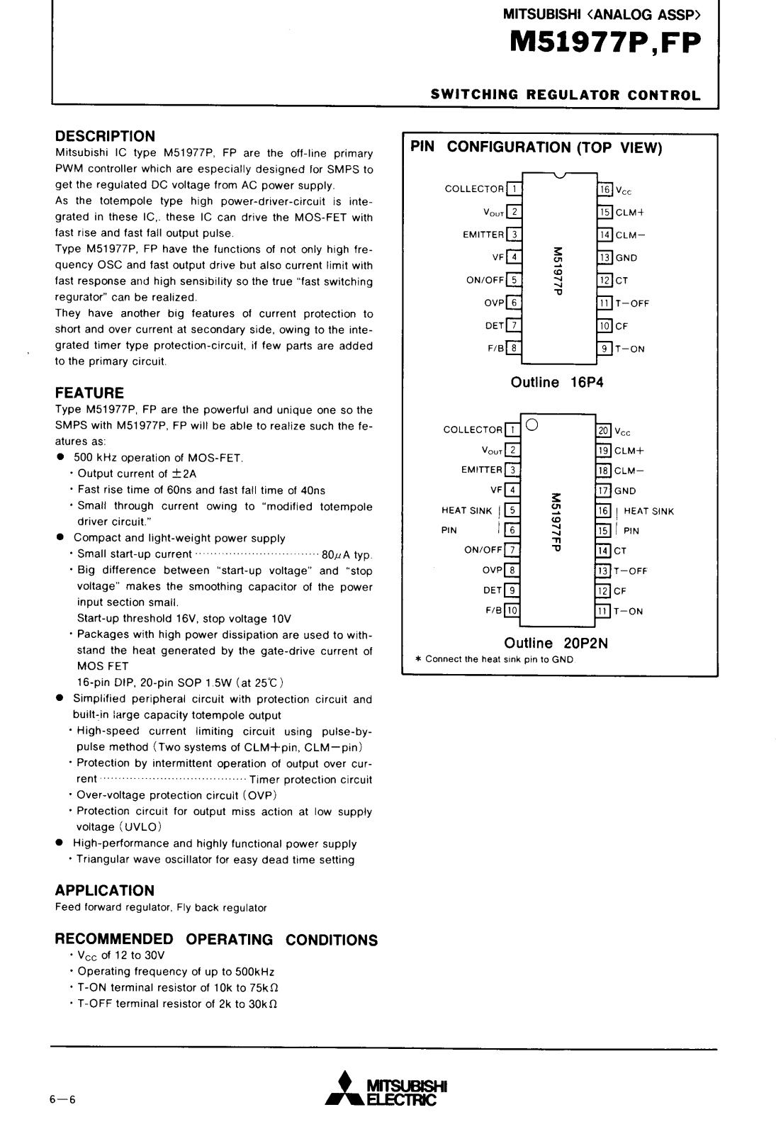 Mitsubishi M51977FP Datasheet