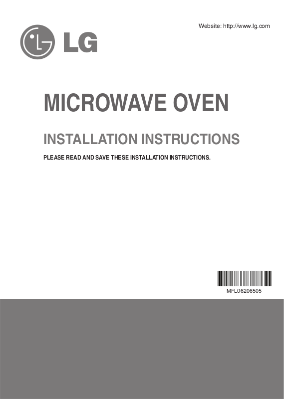 LG LMV2031ST Installation Manual