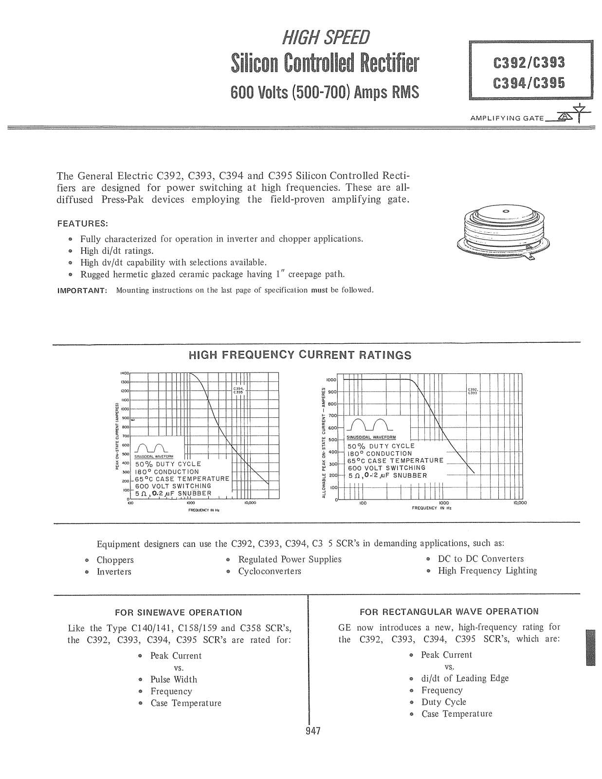 Powerex C392, C393, C394, C395 Data Sheet - ManualMachine.com