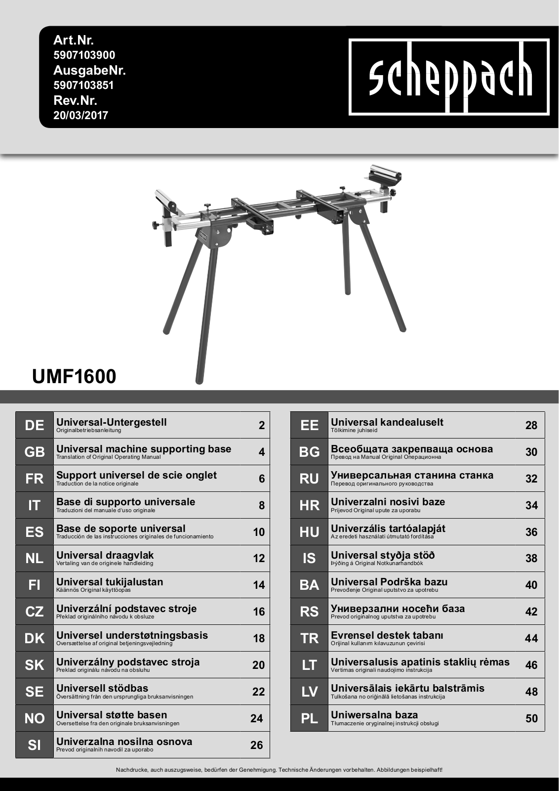 Scheppach UMF 1600 User Manual