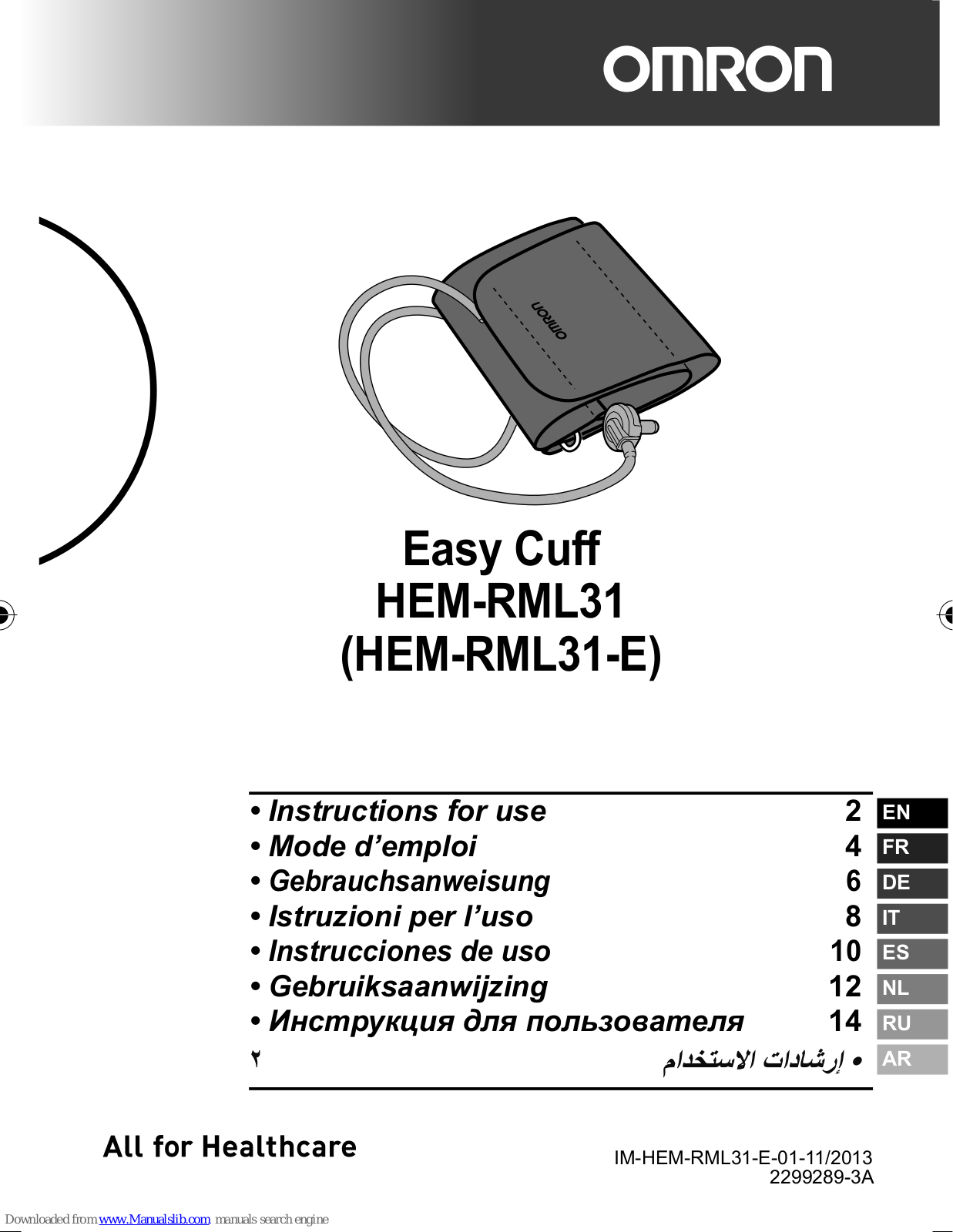 Omron HEM-RML31 Instruction Manual