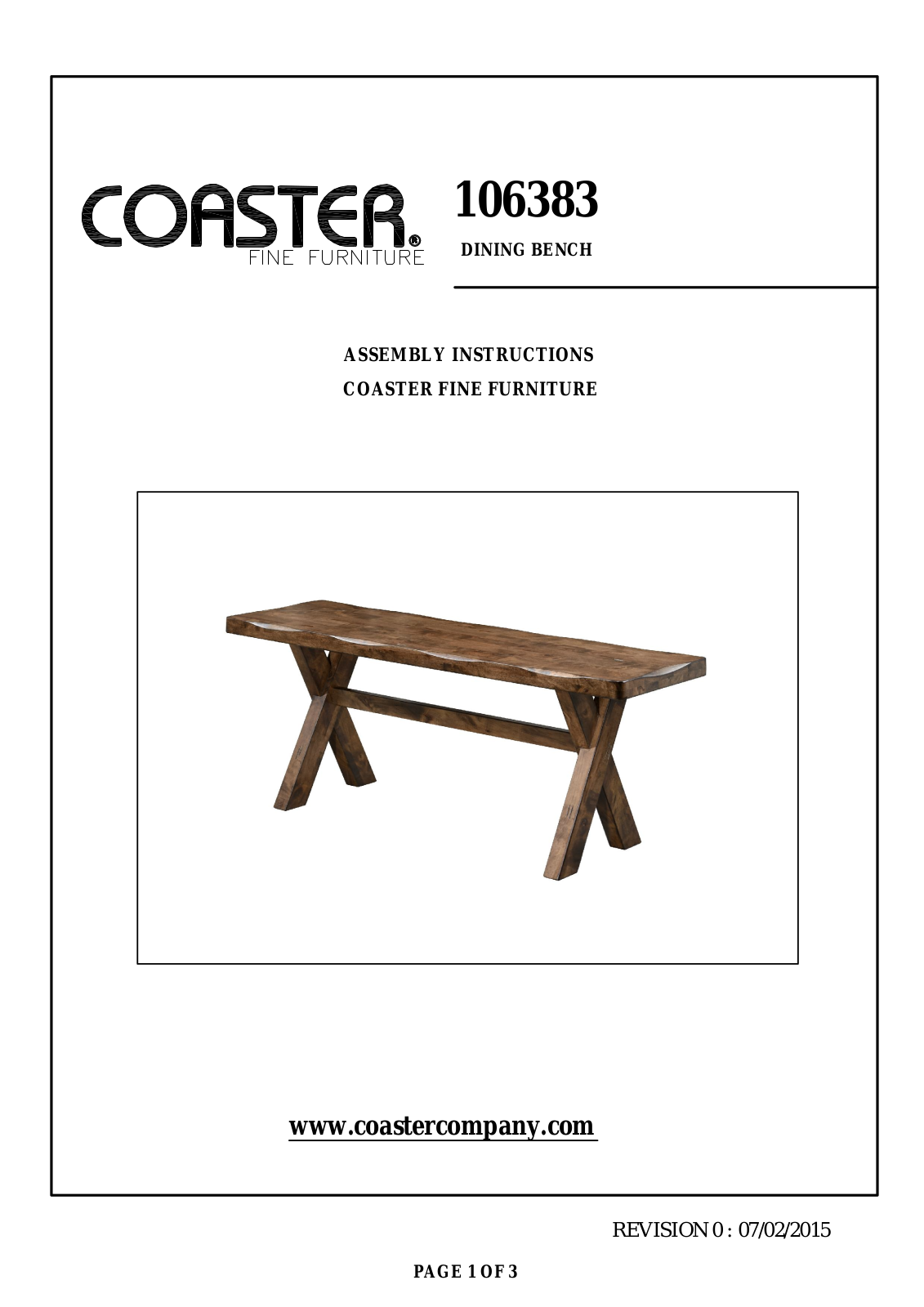 Coaster 106383 Assembly Guide