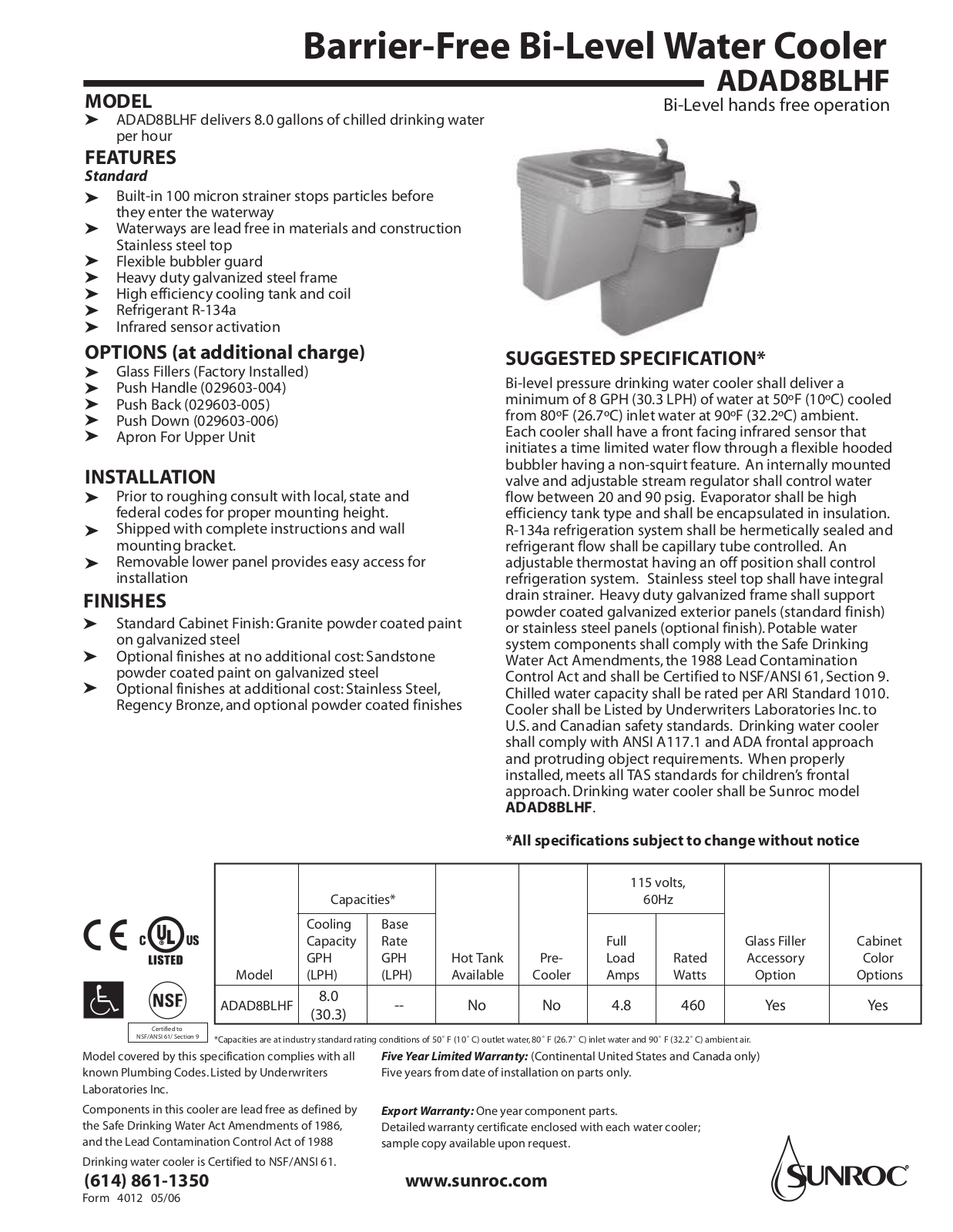 Oasis ADAD8BLHF User Manual