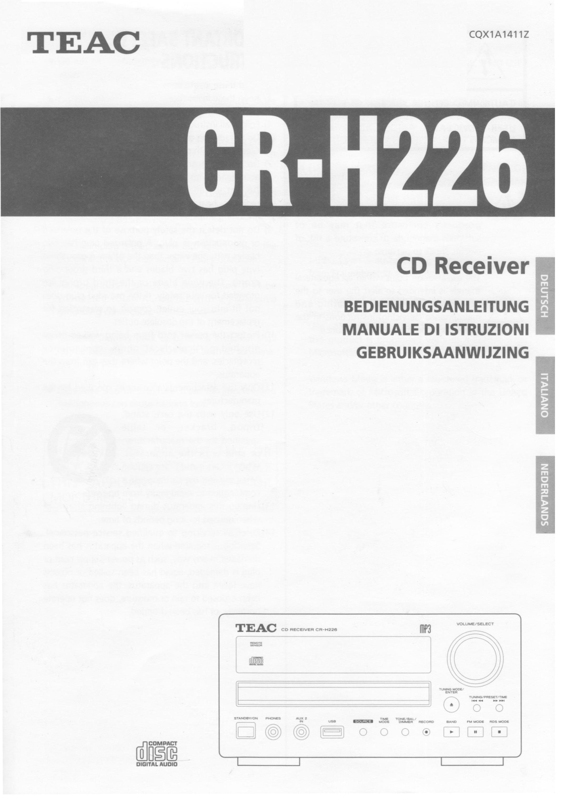 Teac CR-H226 User Manual