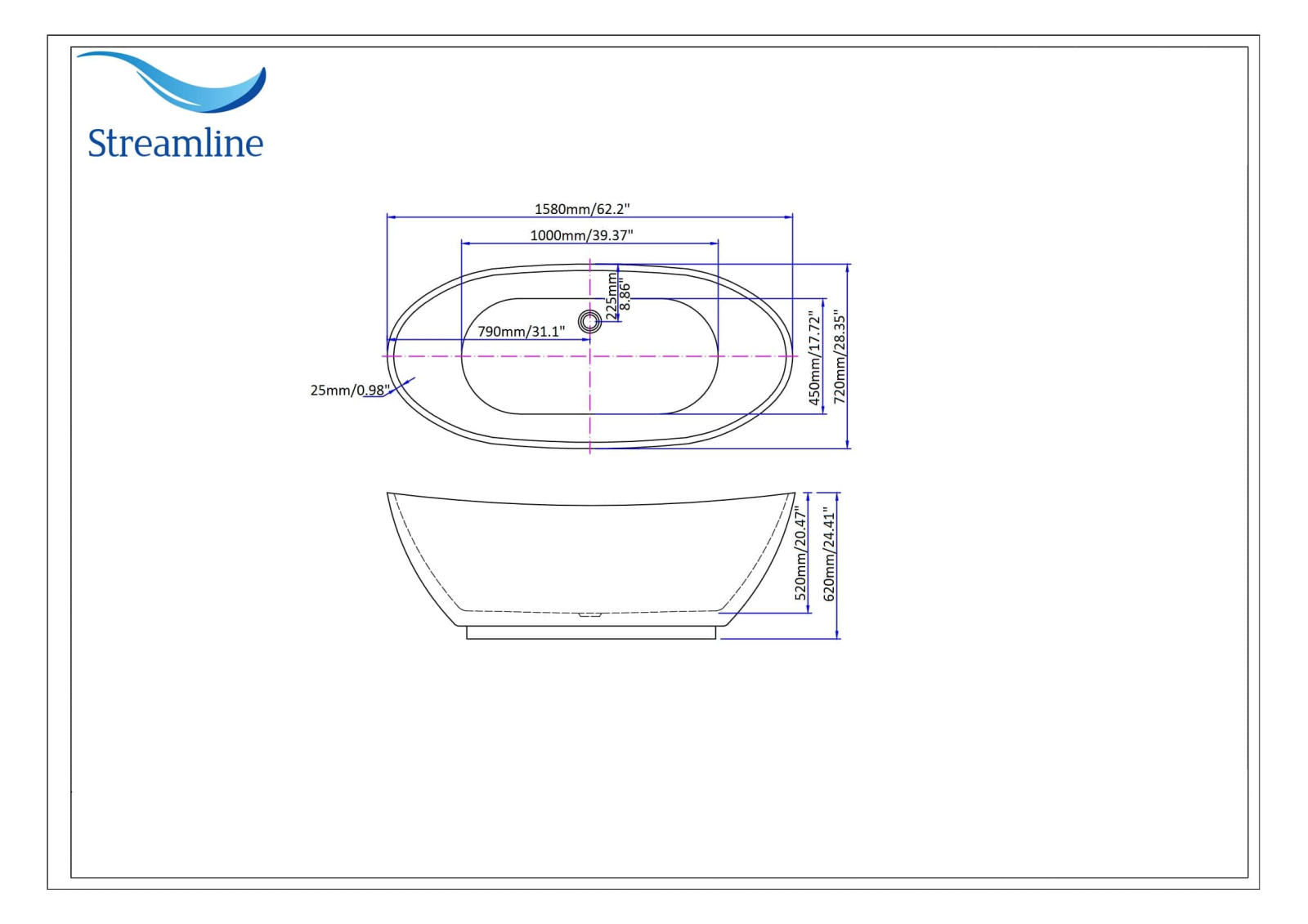 Streamline Bath SLBH6274 Dimensions - ManualMachine.com