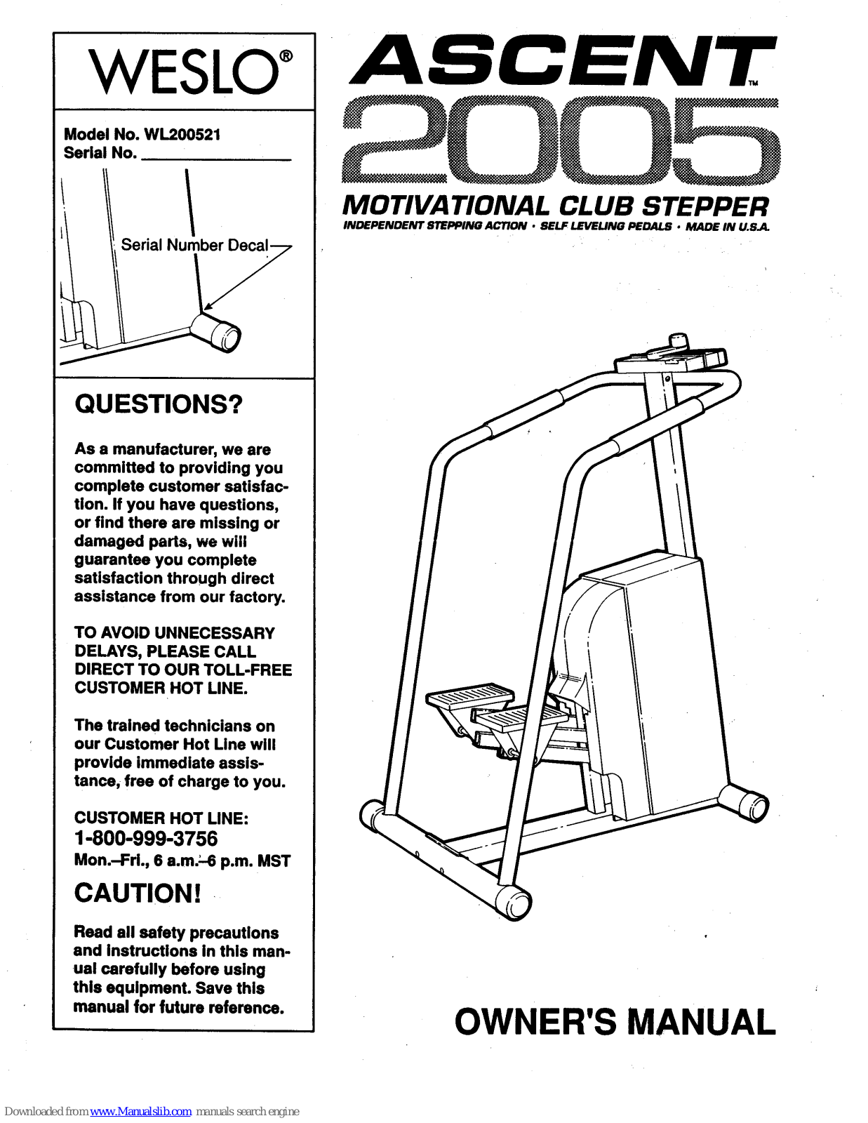 Weslo ASCENT 2005 User Manual